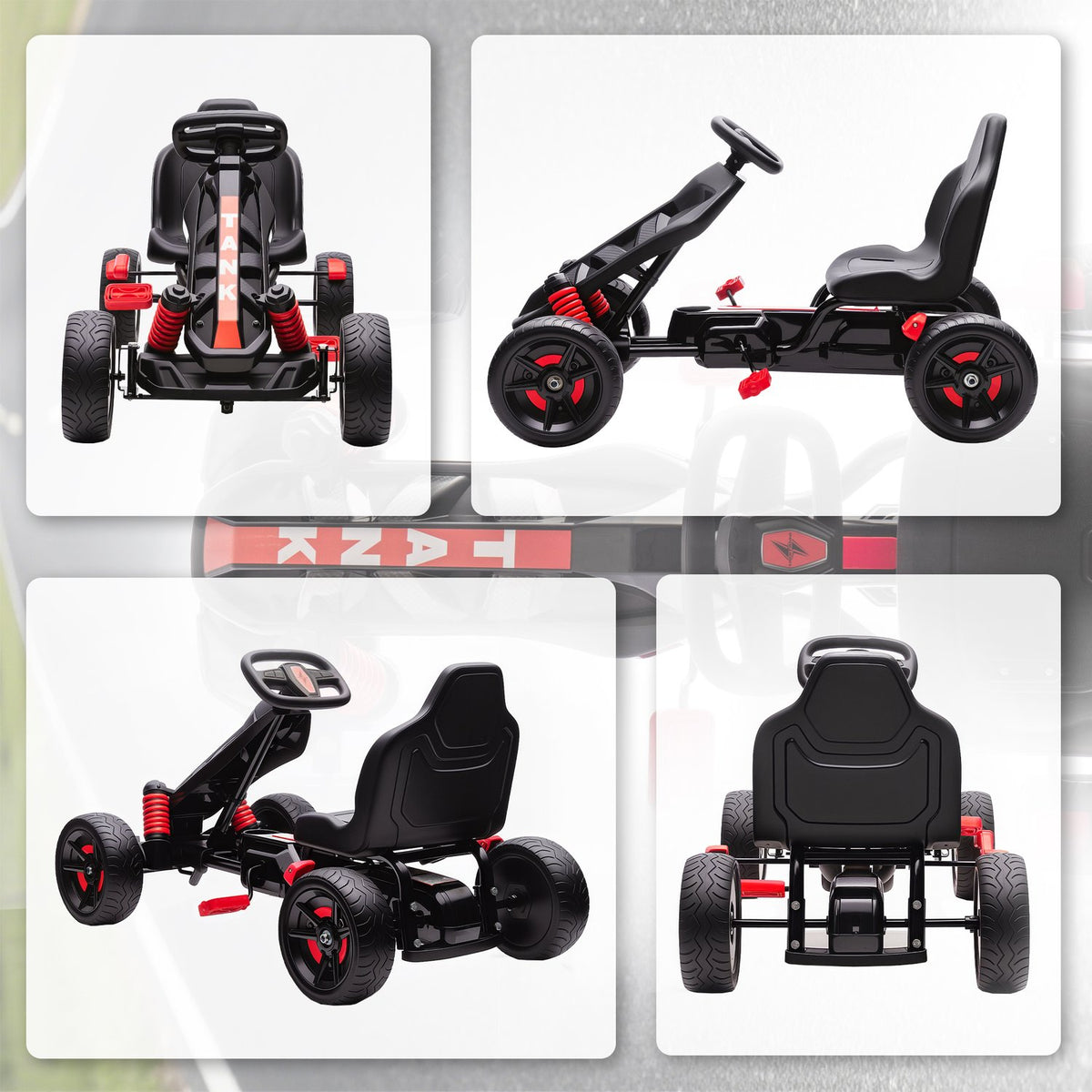 Trampgokart för barn, broms, halkfria hjul, åldrar 3-6