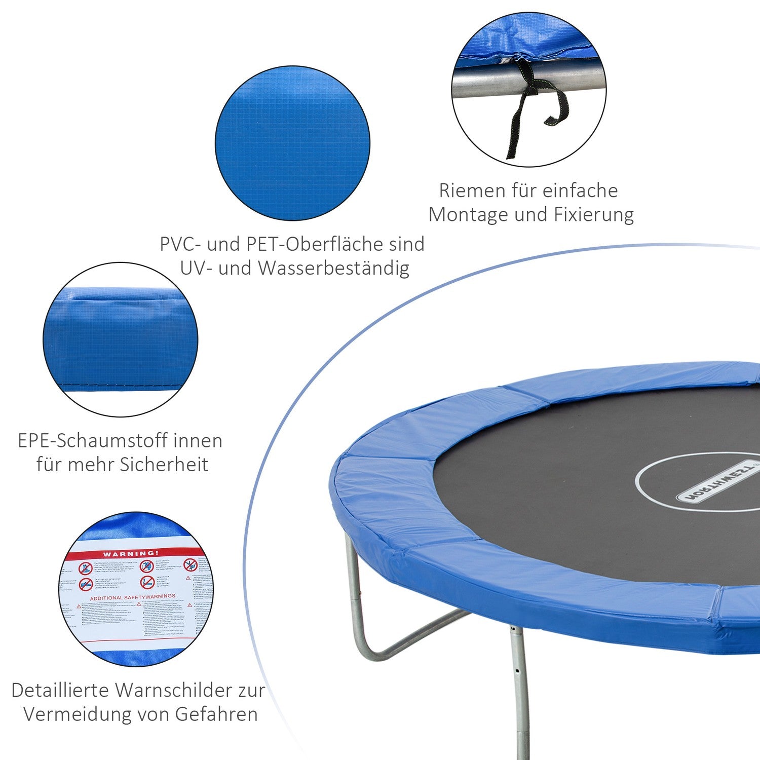 Trampolin kantskydd & skyddsnät, väderbeständig, 8-15 ft