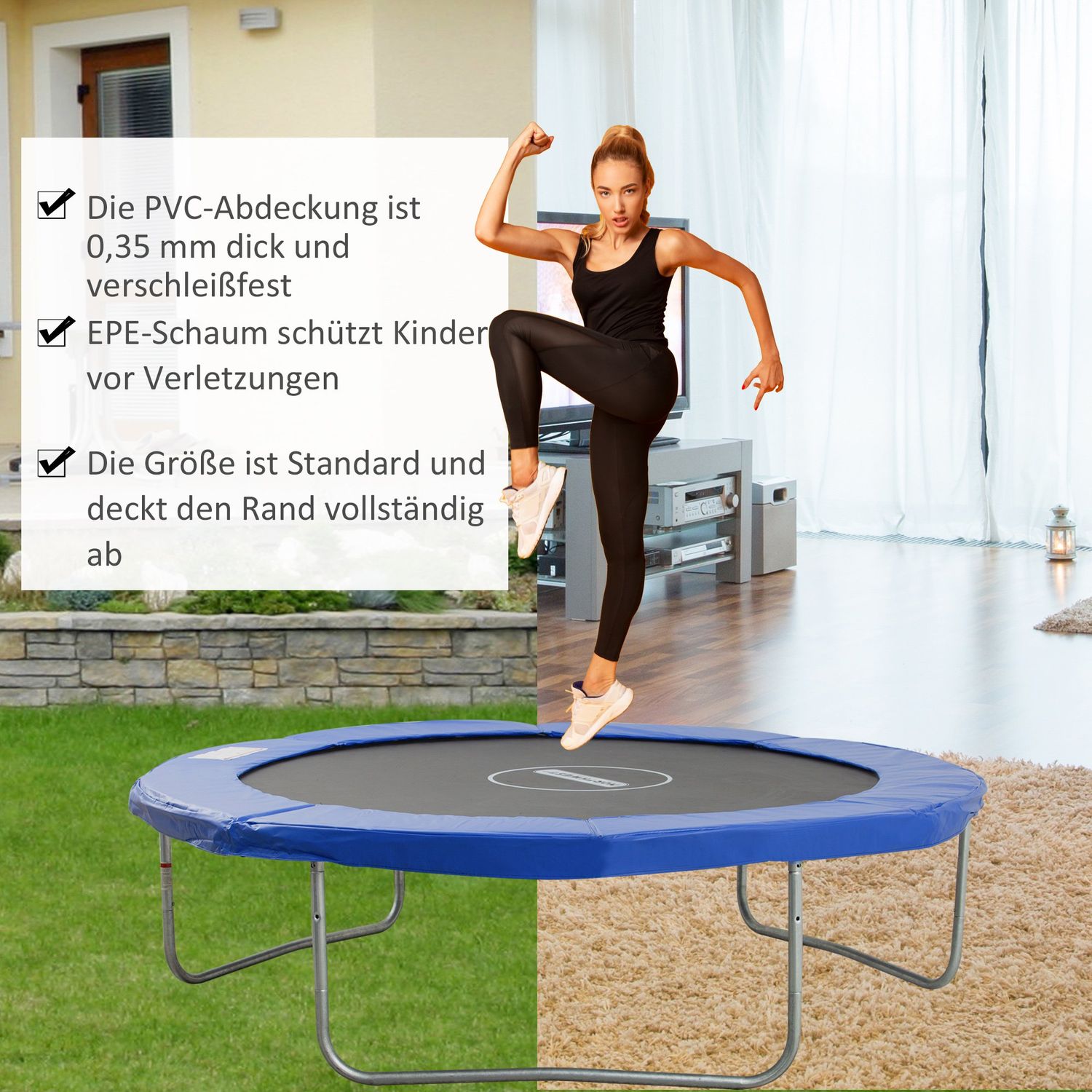 Trampolin kantskydd & skyddsnät, väderbeständig, 8-15 ft