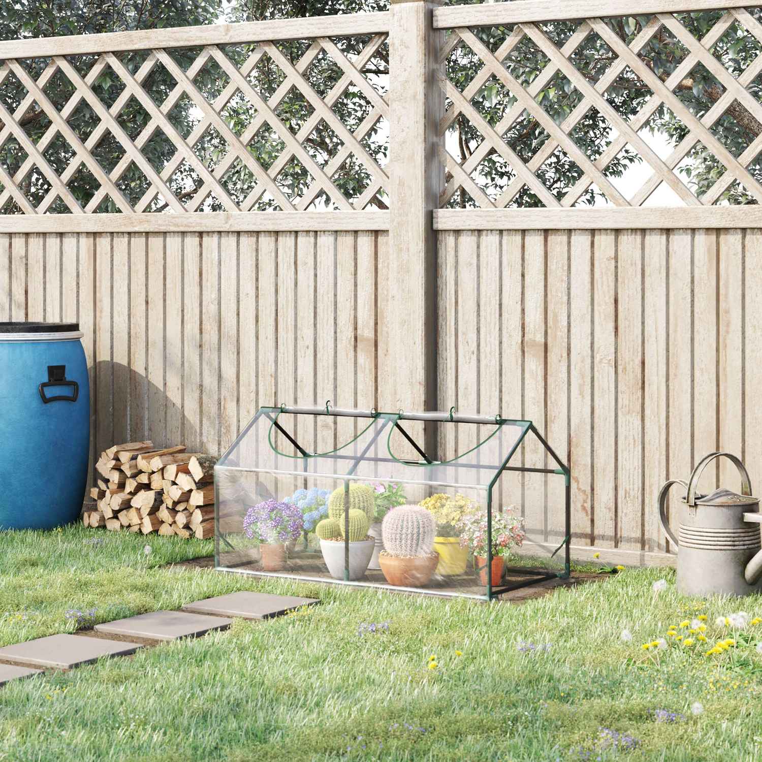 Transparent PVC-växthus med fönster – 120x60x60 cm