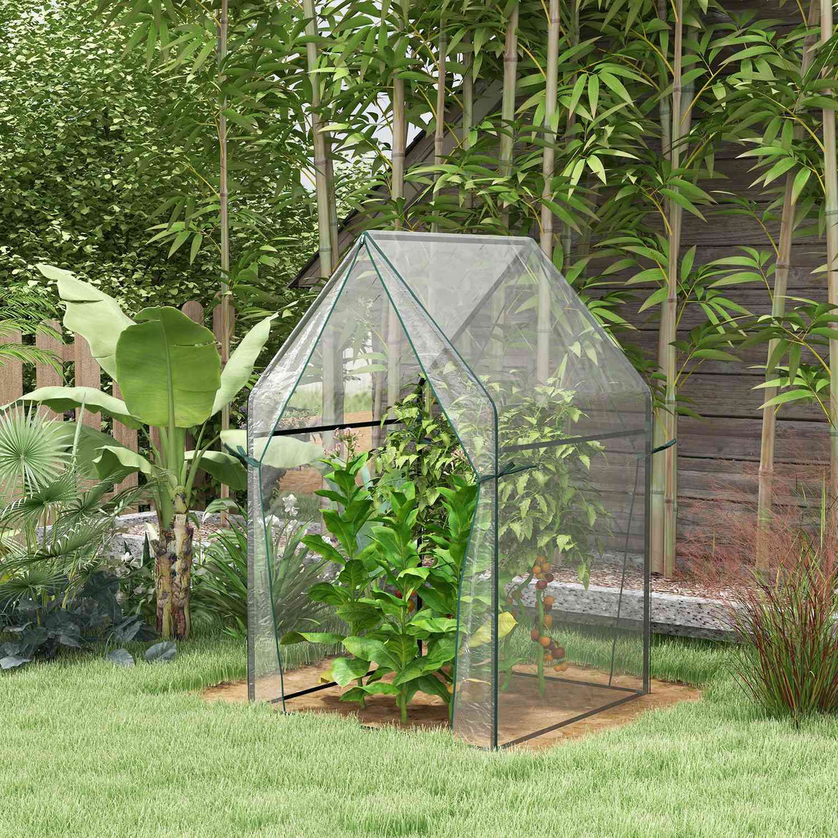 Transparentes winddichtes Gewächshaus für den Garten, 90x90x145 cm