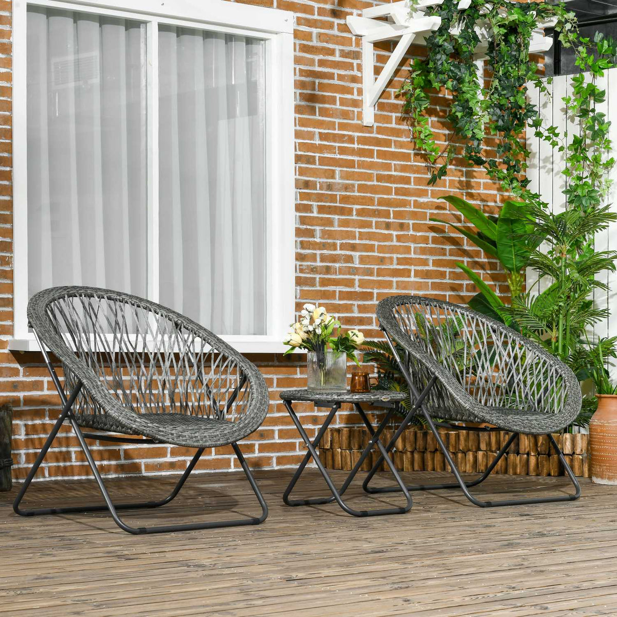Ensemble de meubles de jardin et balcon avec table et chaises à coussins