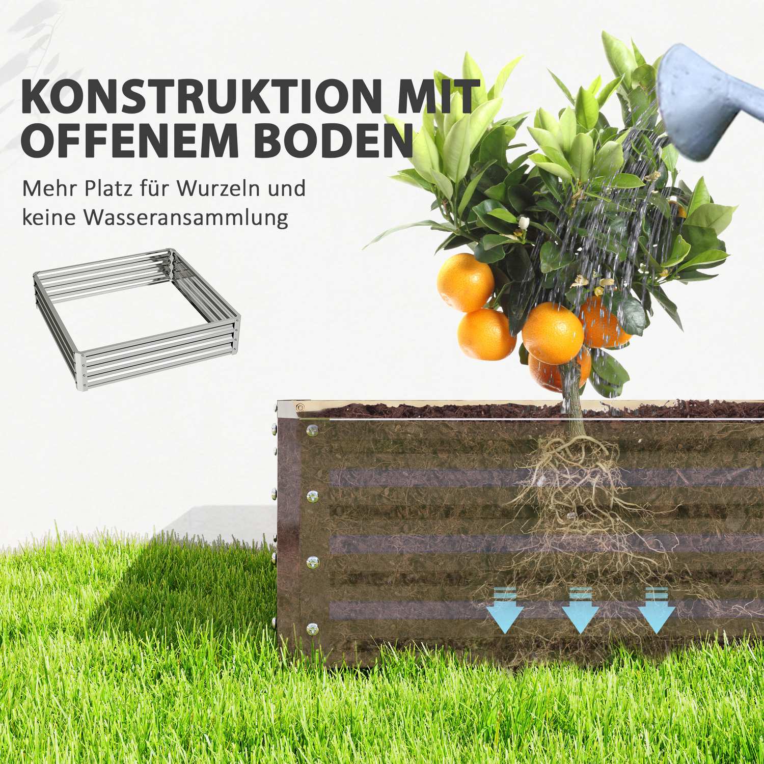 Trädgårdsbädd i stål – Blomma, grönsaker, örtplanterare