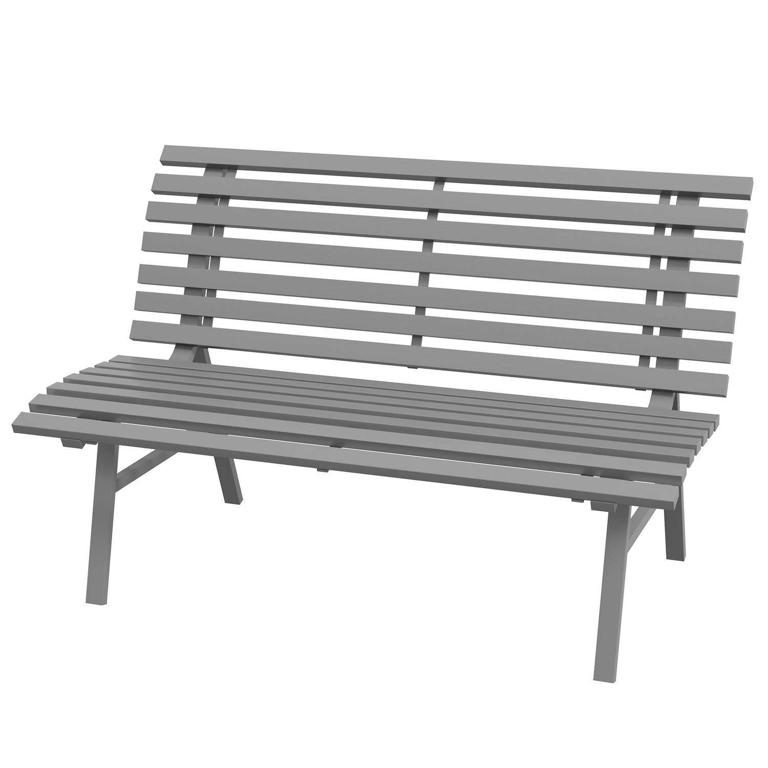 Trädgårdsbänk i aluminium utomhus, 2-sits med ryggstöd, grå