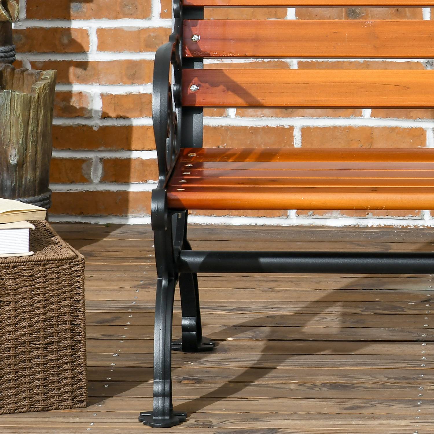 Trädgårdsbänk i teak med armstöd, väderbeständig, 2-sits