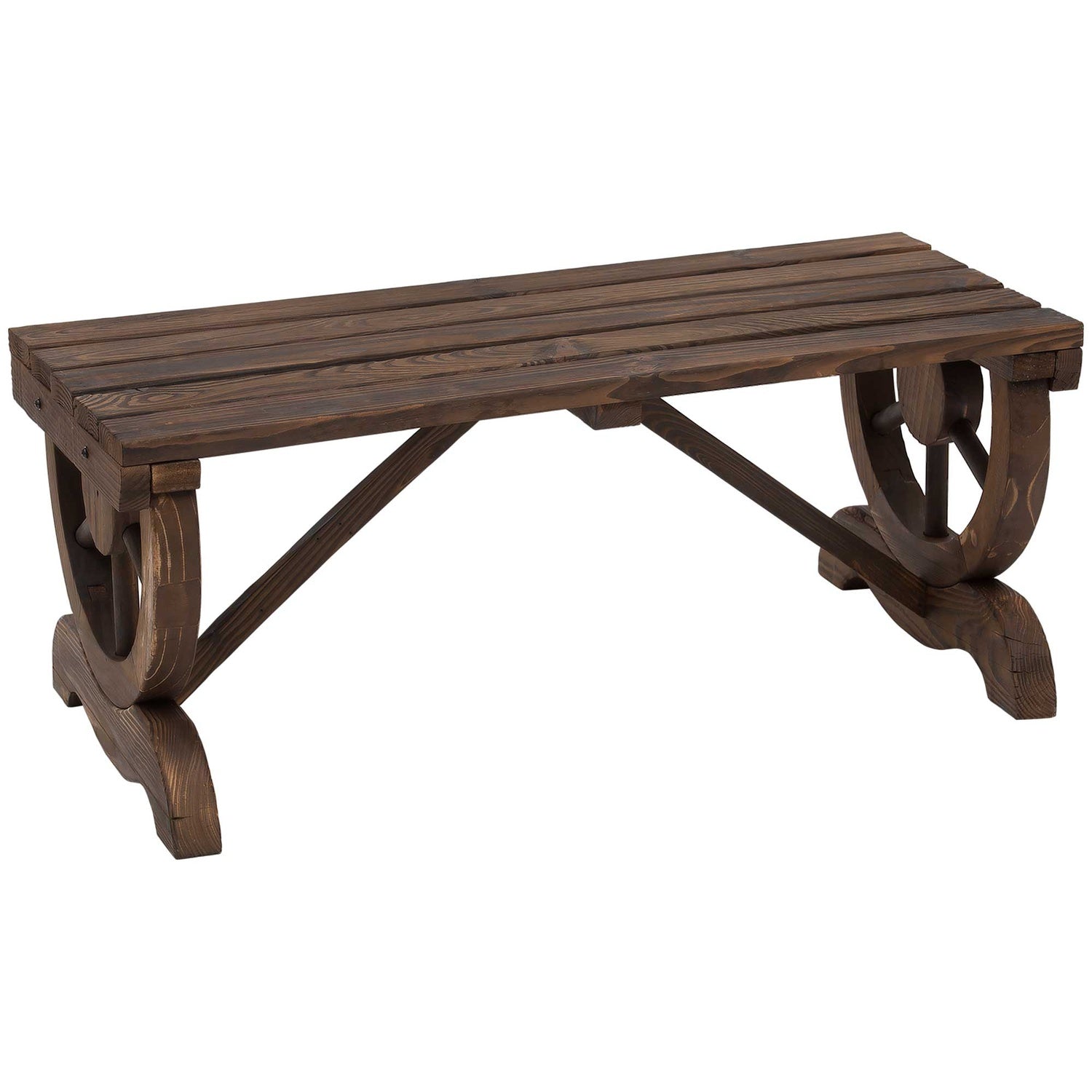 Trädgårdsbänk i trä, väderbeständig rustik design, 98 x 50 x 39,5 cm