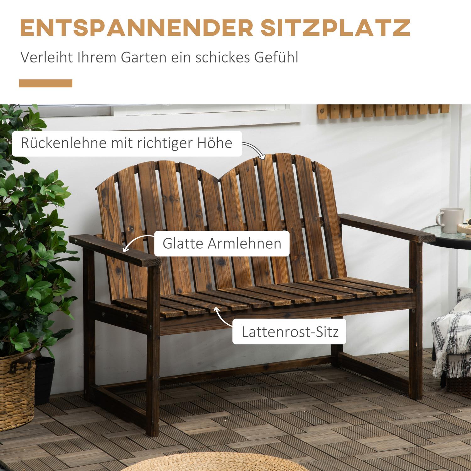 Trädgårdsbänk med ryggstöd, armstöd, 2-sits