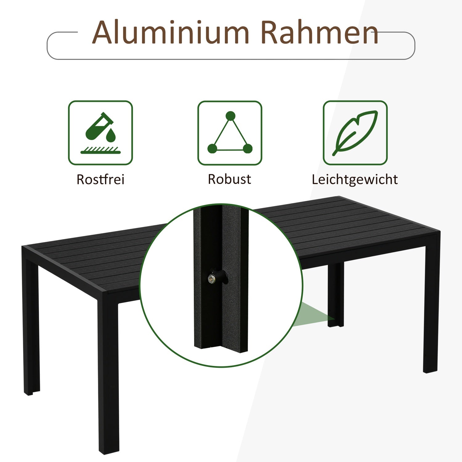 Trädgårdsbord i svart aluminium – väderbeständigt och hållbart