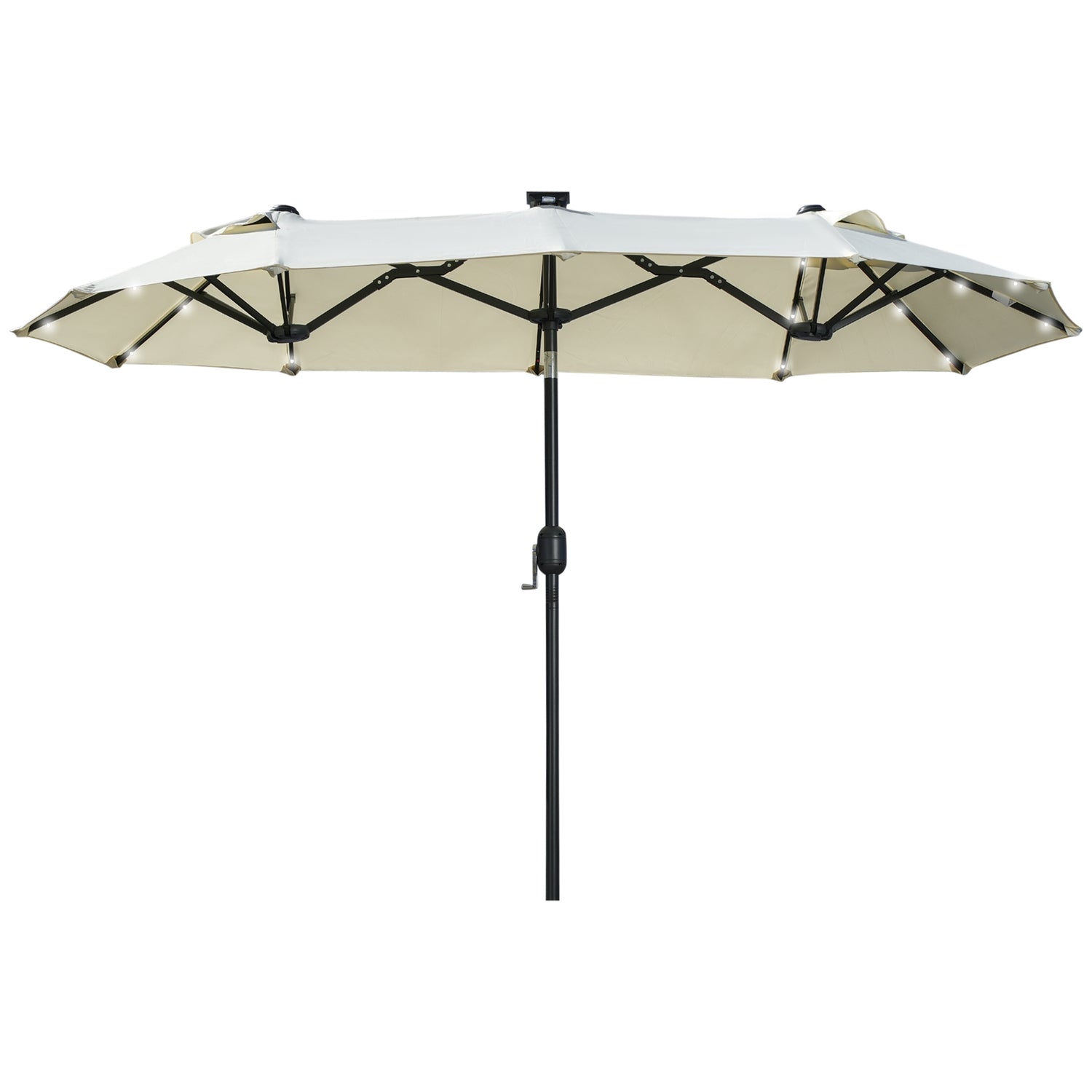 Trädgårdsdubbelparasoll med LED & justerbar lutning, Beige