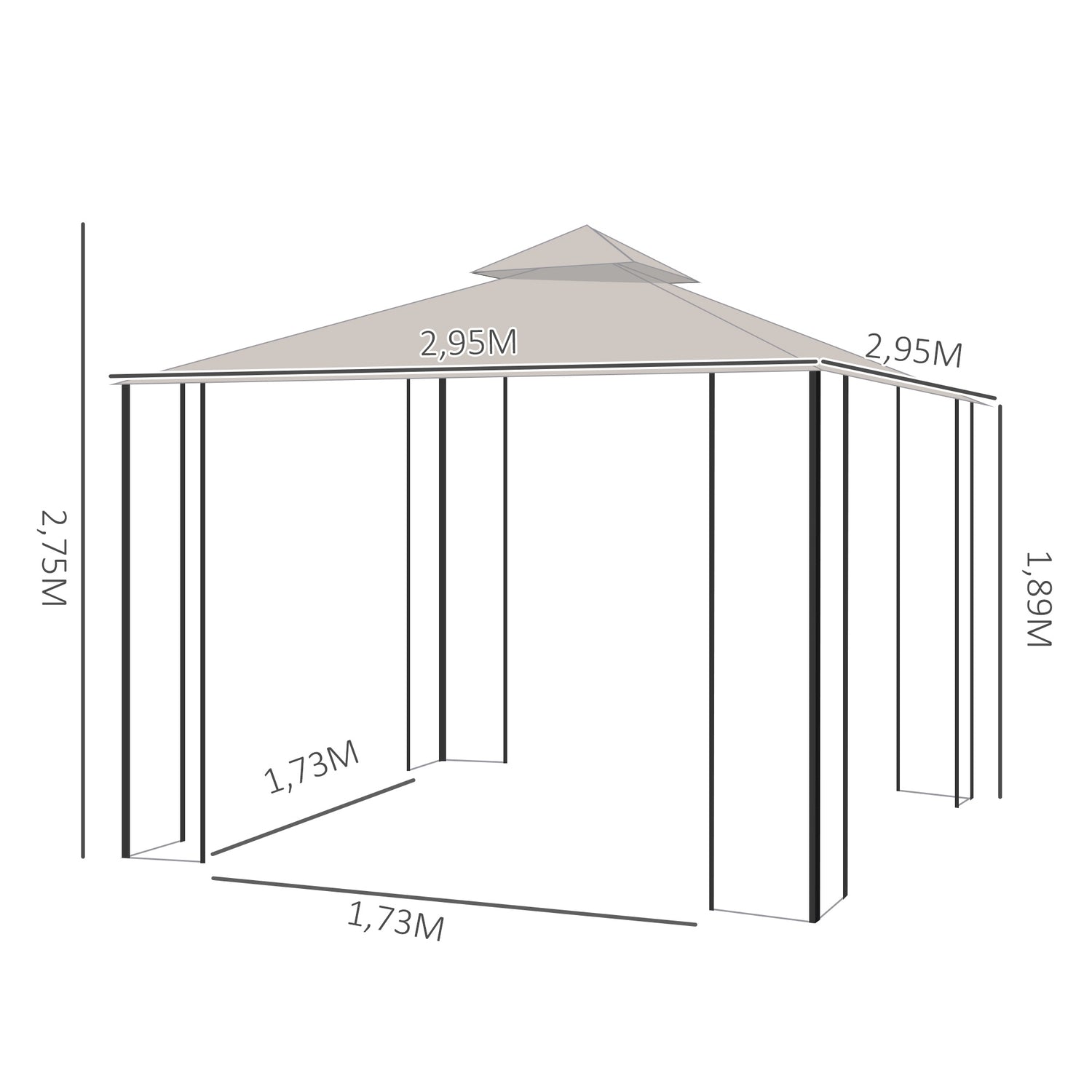 Trädgårdsfesttält – dubbeltak, 3x3M tält