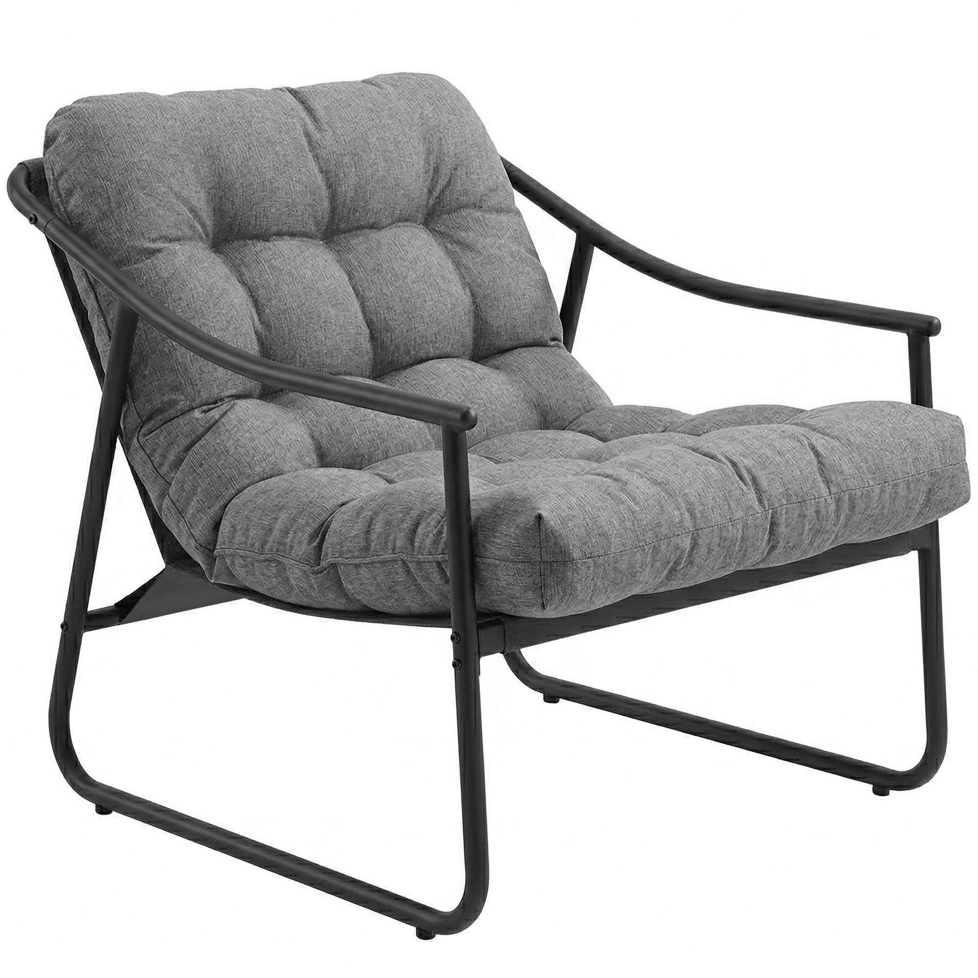 Trädgårdsloungestol med avtagbar dyna, mörkgrå