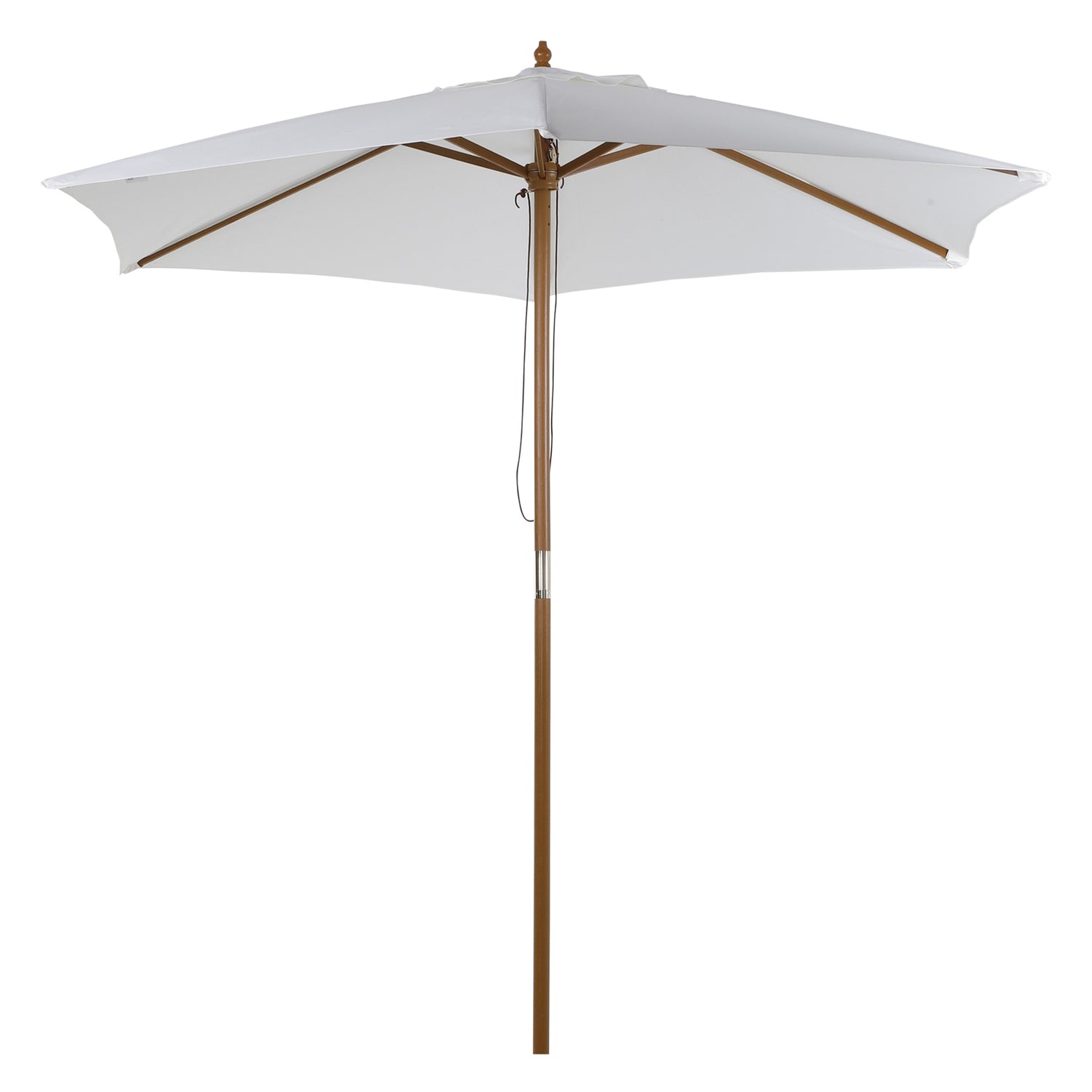 Trädgårdsparasoll, Bambu & Polyester, Ø2,5 x 2,3 m, Vit