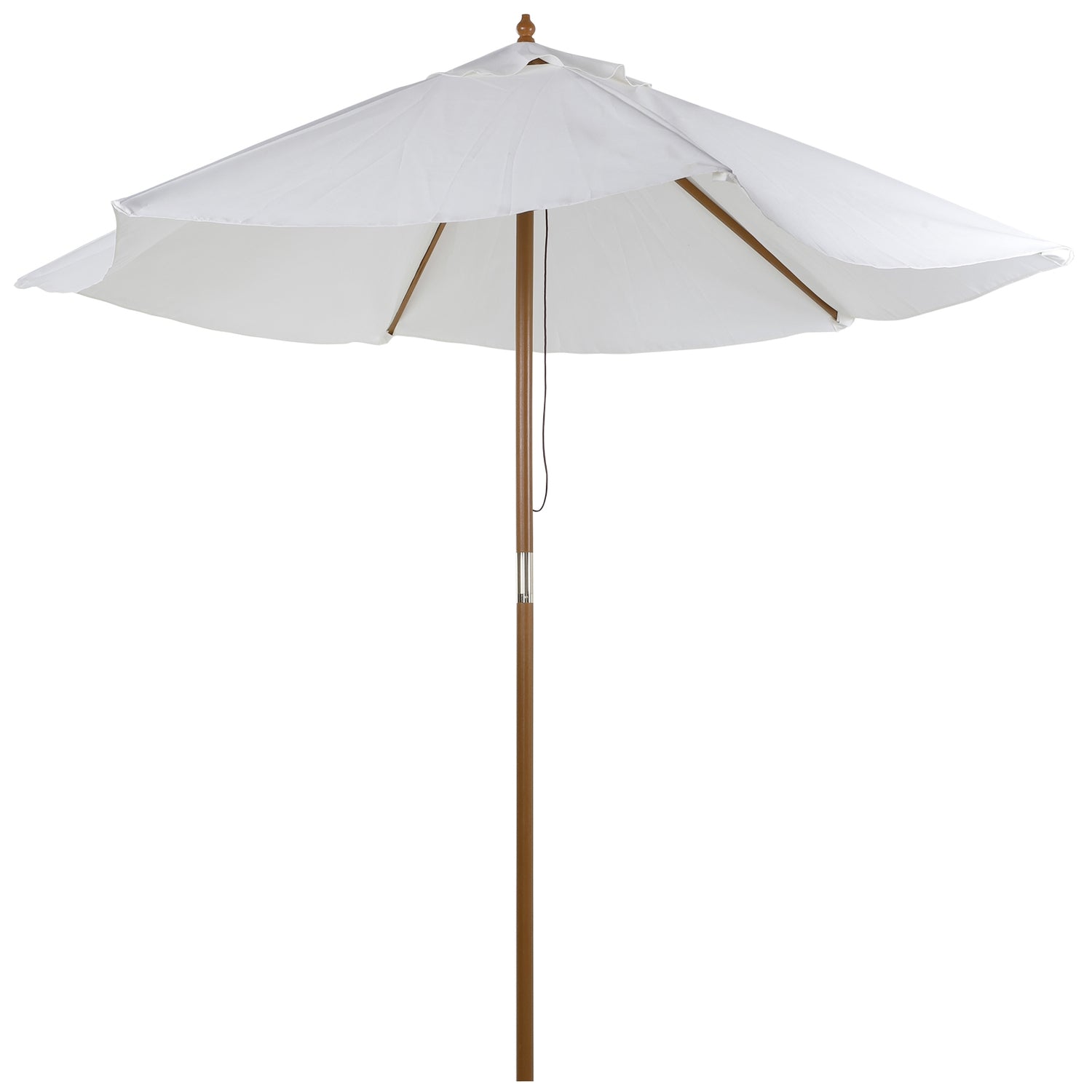 Trädgårdsparasoll, Bambu & Polyester, Ø2,5 x 2,3 m, Vit