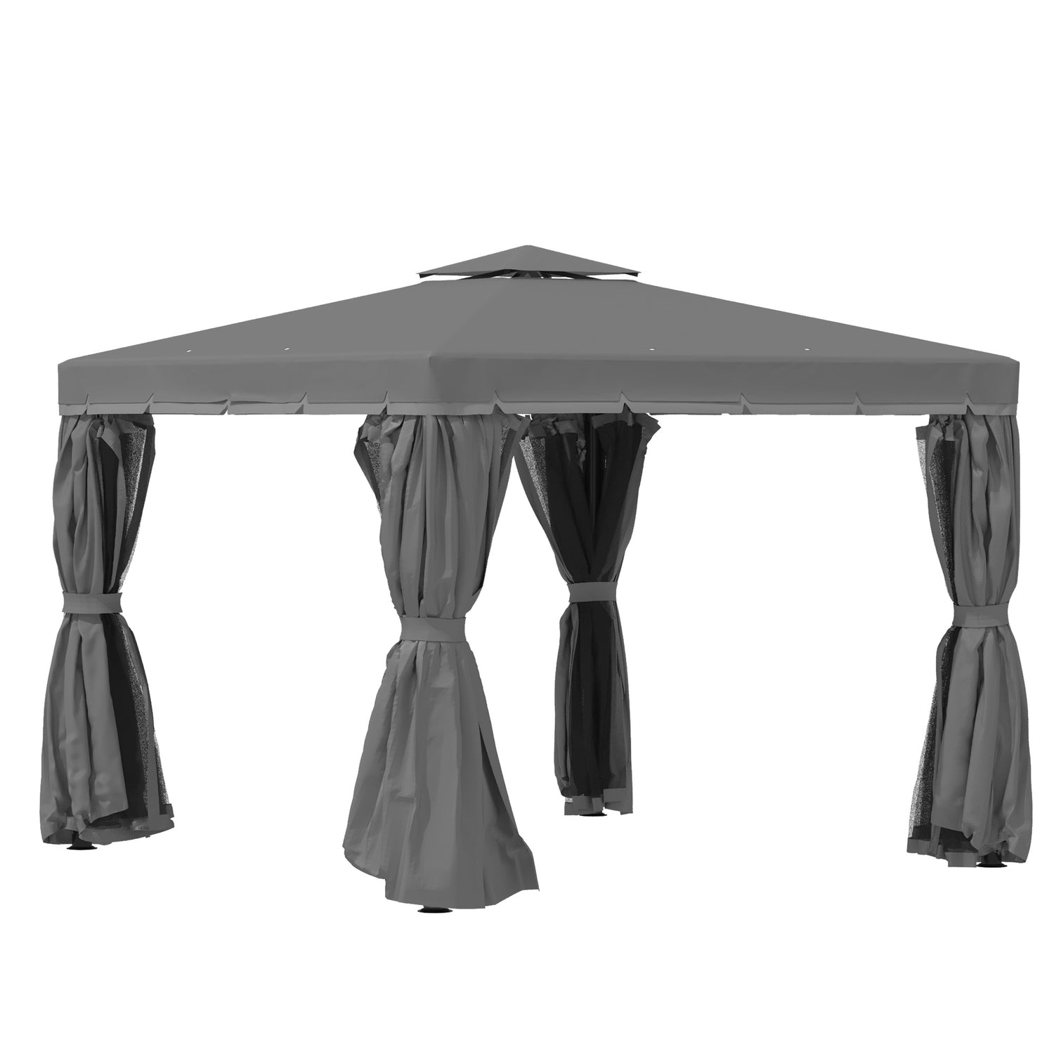 Trädgårdspaviljongtält, 2,96m, dubbeltak, myggnät