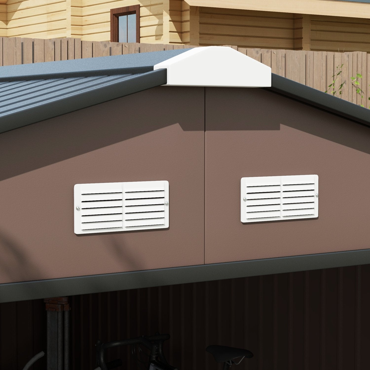 Trädgårdsredskapsbod, 12,4 m², stål, väderbeständig, brun