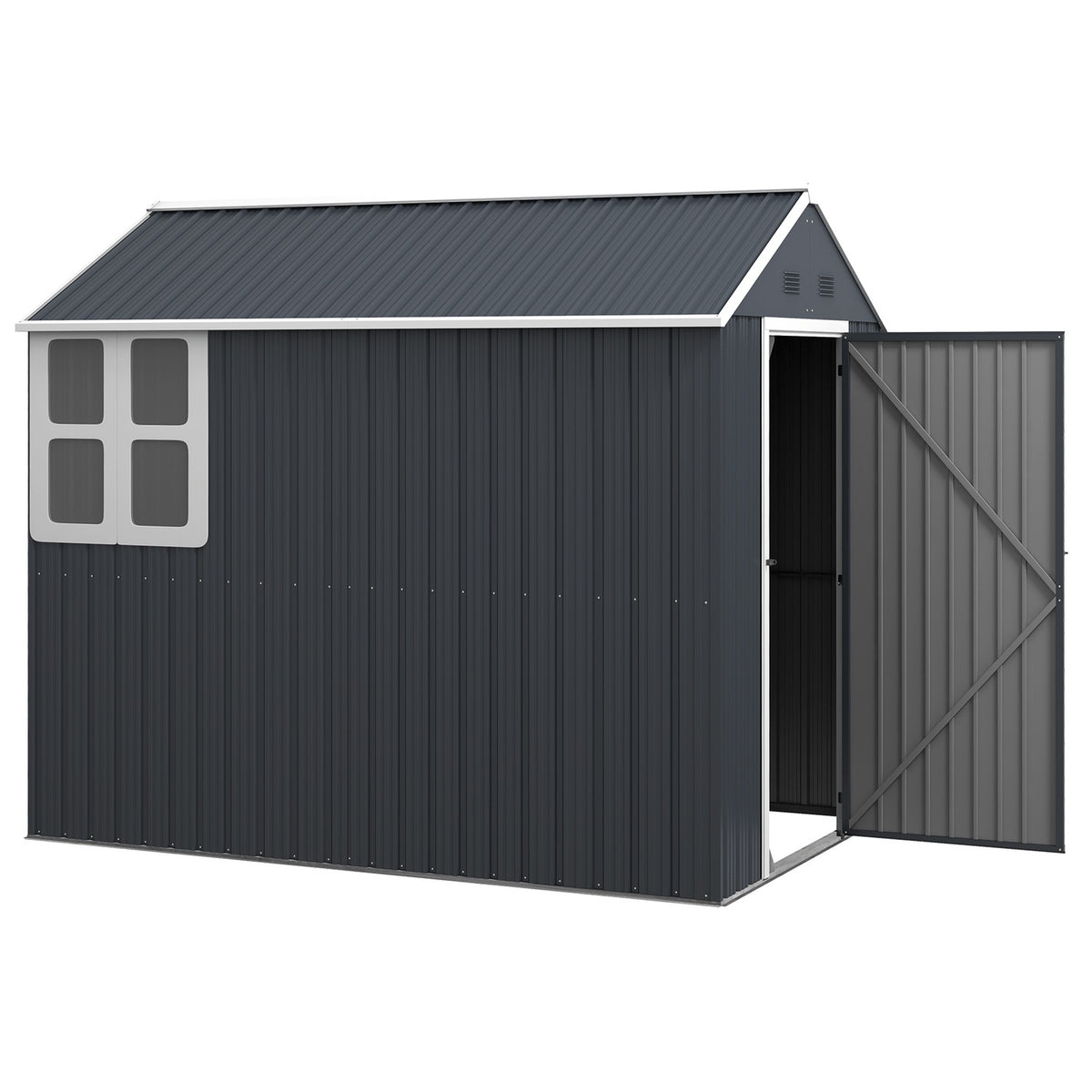 Abri de jardin en acier, 4㎡ avec fenêtre et serrure, gris foncé