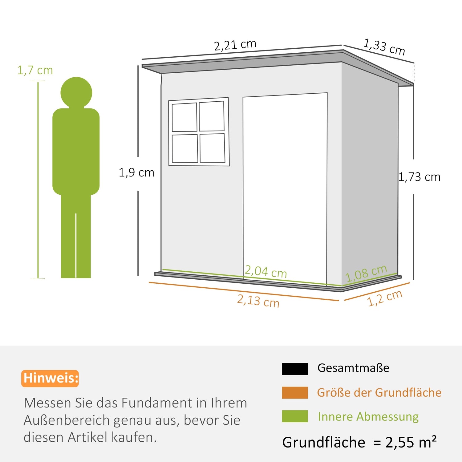 Trädgårdsredskapsskjul i stål med tak, låsbar dörr, 2,55 m²