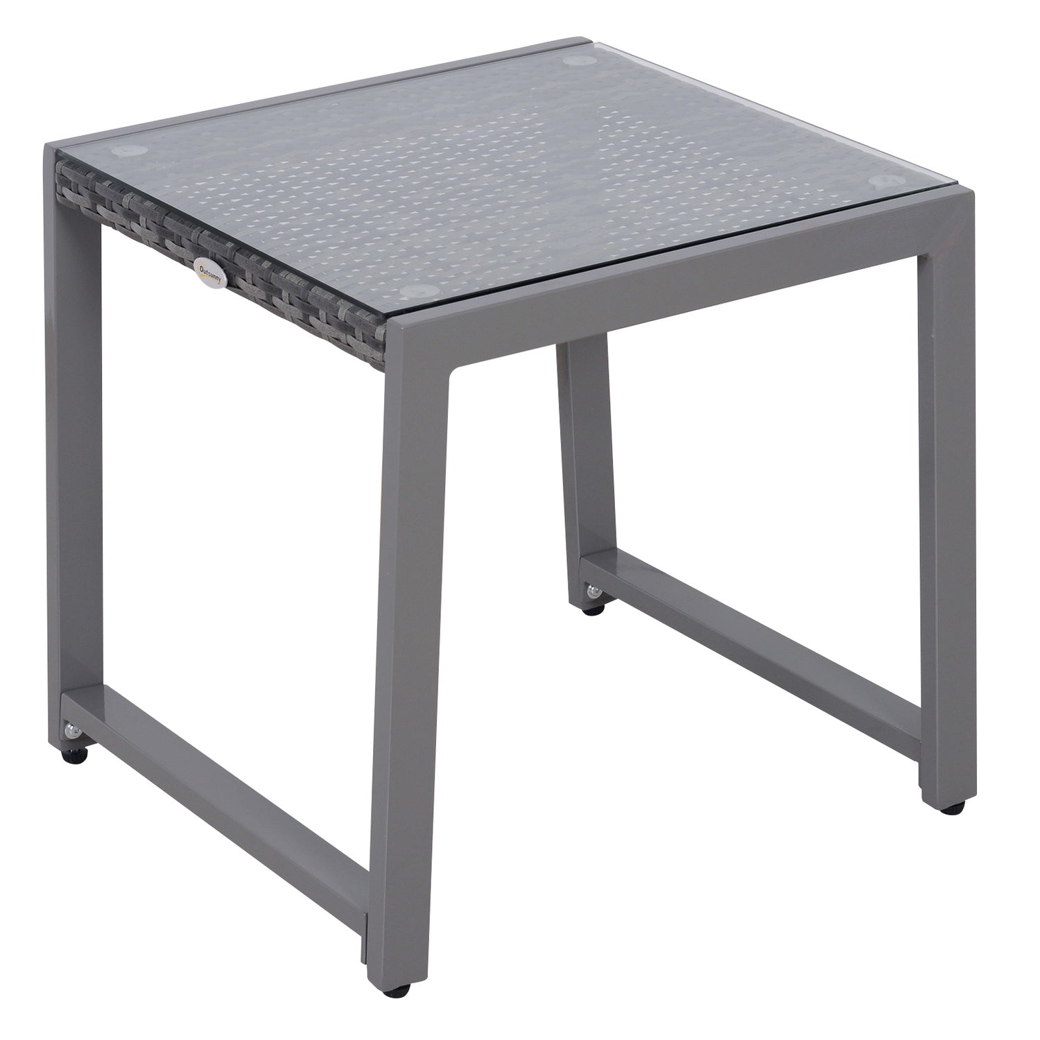 Trädgårdssidobord, härdat glas, polyrotting & aluminium