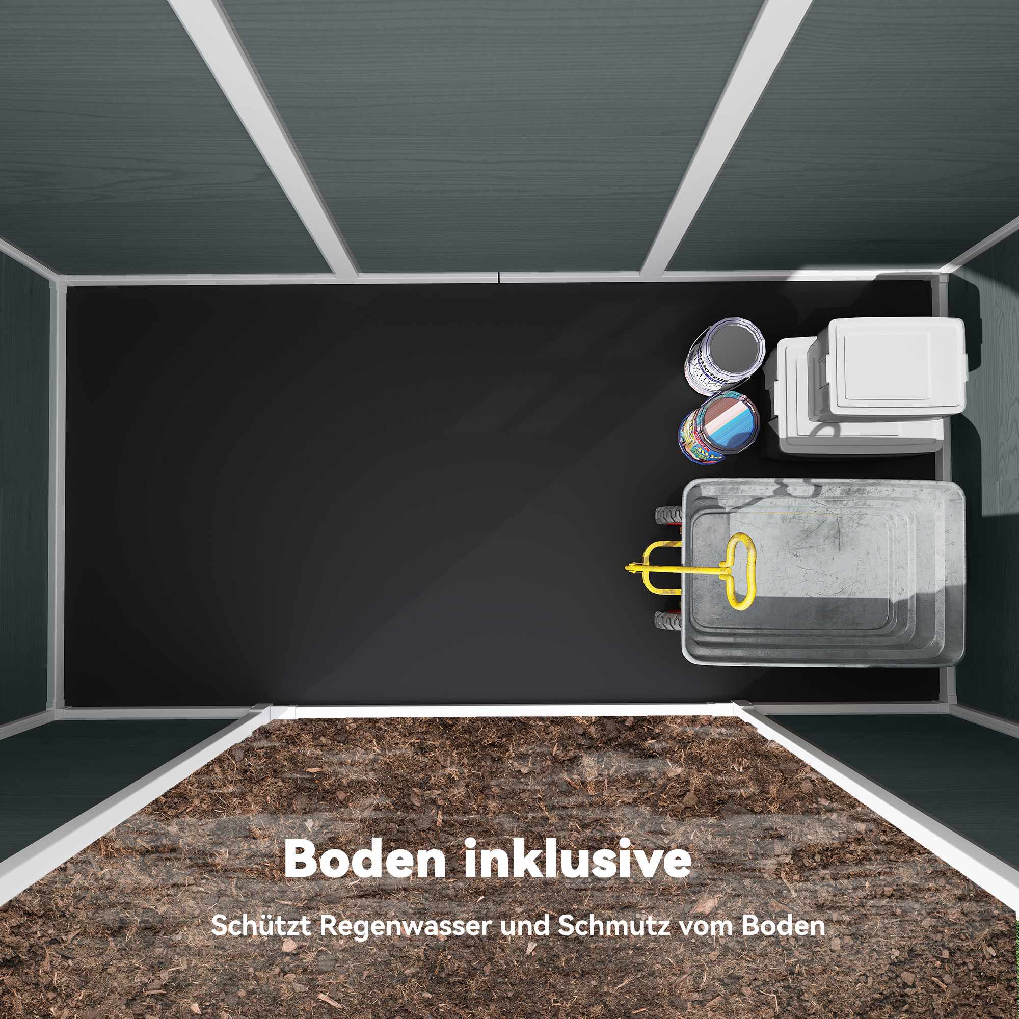 Trädgårdsskjul, 2,77 m², Dubbeldörrar, Fönster, Lås