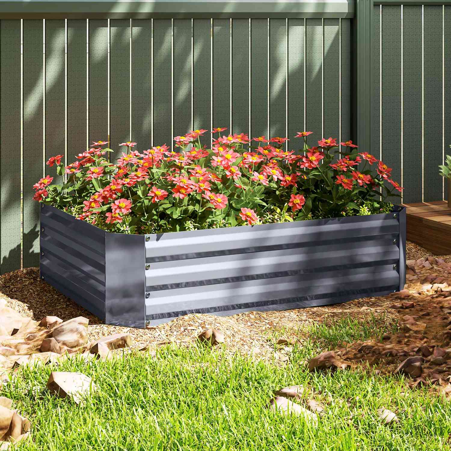Trädgårdssäng i stål 120x90x30 cm – Stapelbar & hållbar