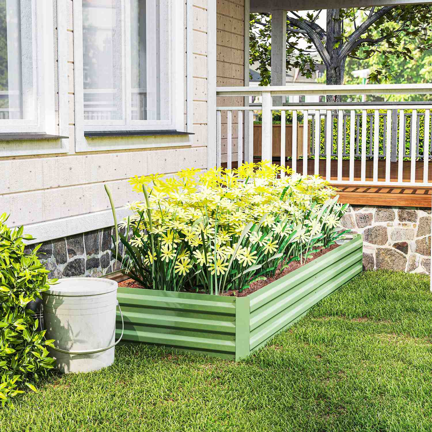 Trädgårdssäng i stål, 241 x 90,5 x 30 cm, för grönsaker