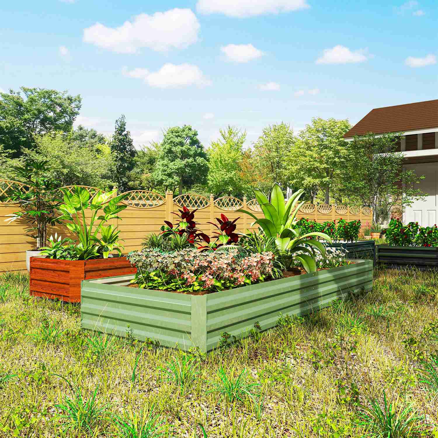 Trädgårdssäng i stål, 241 x 90,5 x 30 cm, för grönsaker