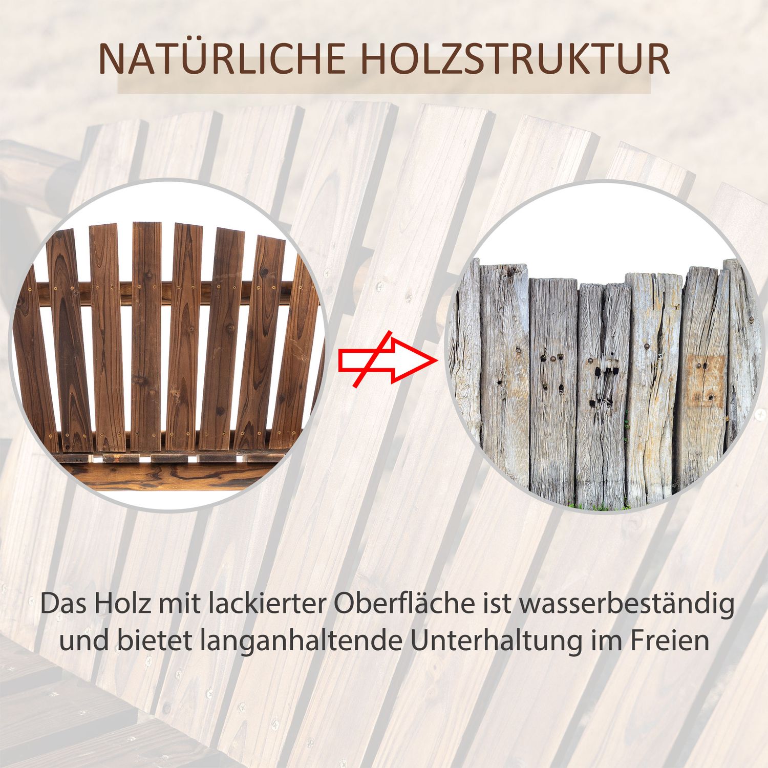 Trädgårdssvingbänk 2-sits, naturlig finish