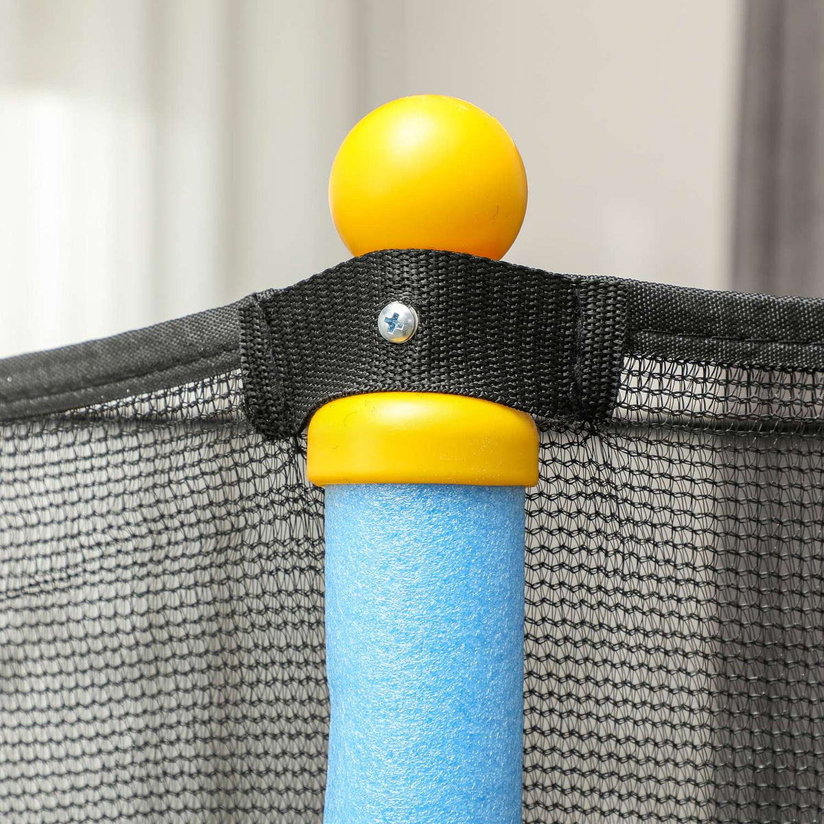 Trampoline de jardin pour enfant, Ø163 cm, filet de sécurité, bleu