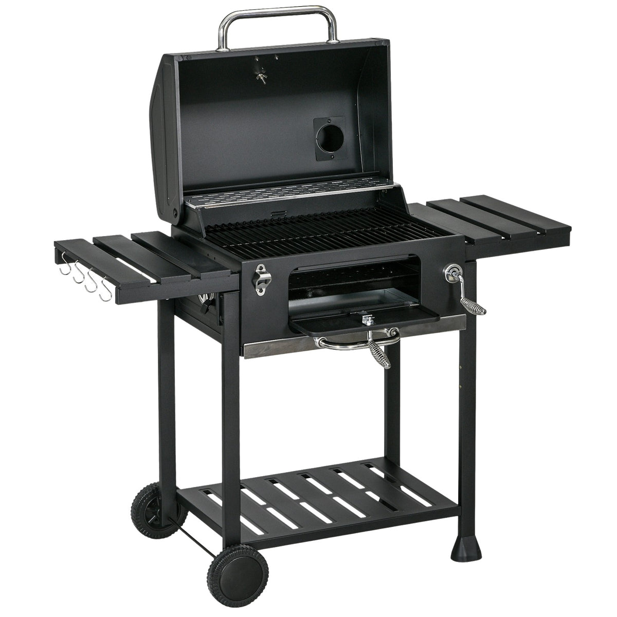 Barbecue camping à charbon, double support & étagère pliante
