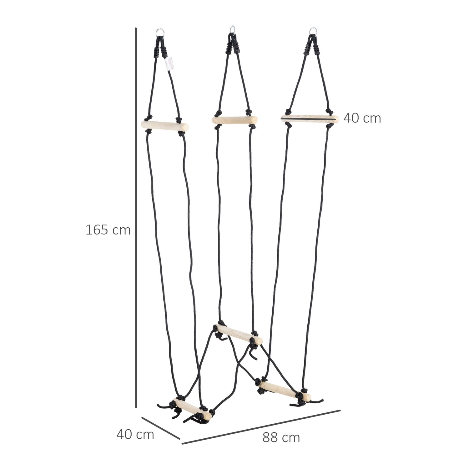 Trästegebro för barn, 1,65 m, kapacitet 100 kg