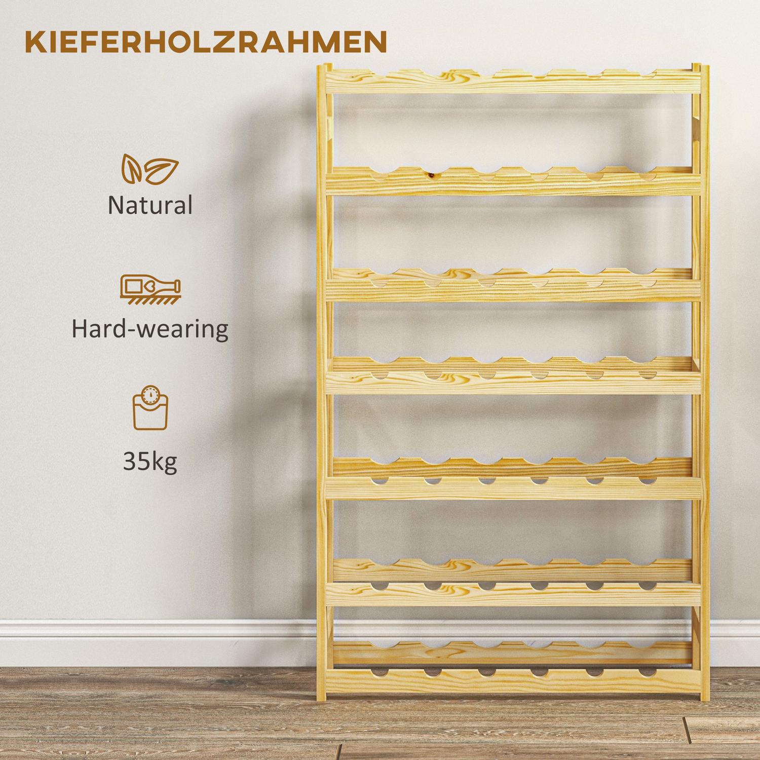 Trävinställ, 42 flaskor, 7 nivåer, tippskydd
