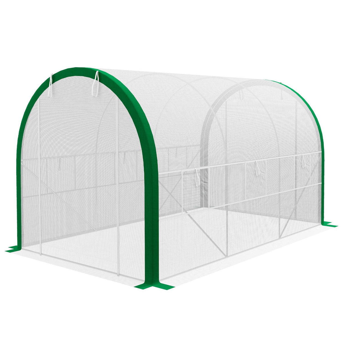 Serra a tunnel in acciaio zincato, 3,58 x 2,1 m, con porta avvolgibile