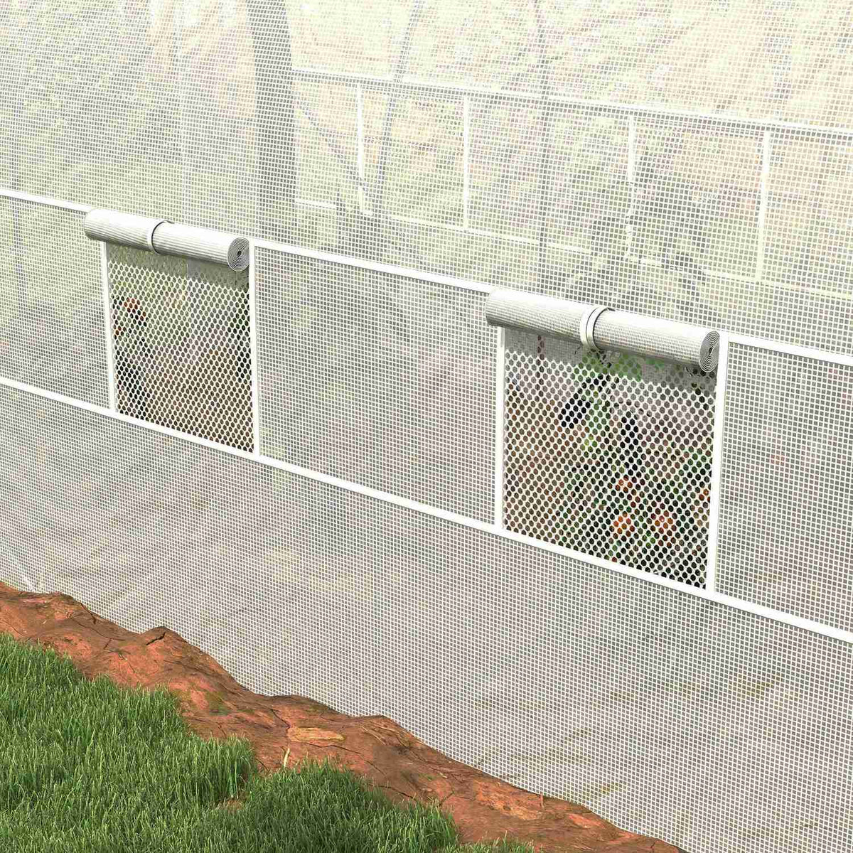 Tunnelgewächshaus aus verzinktem Stahl, 3,58 x 2,1 m, mit Rolltür