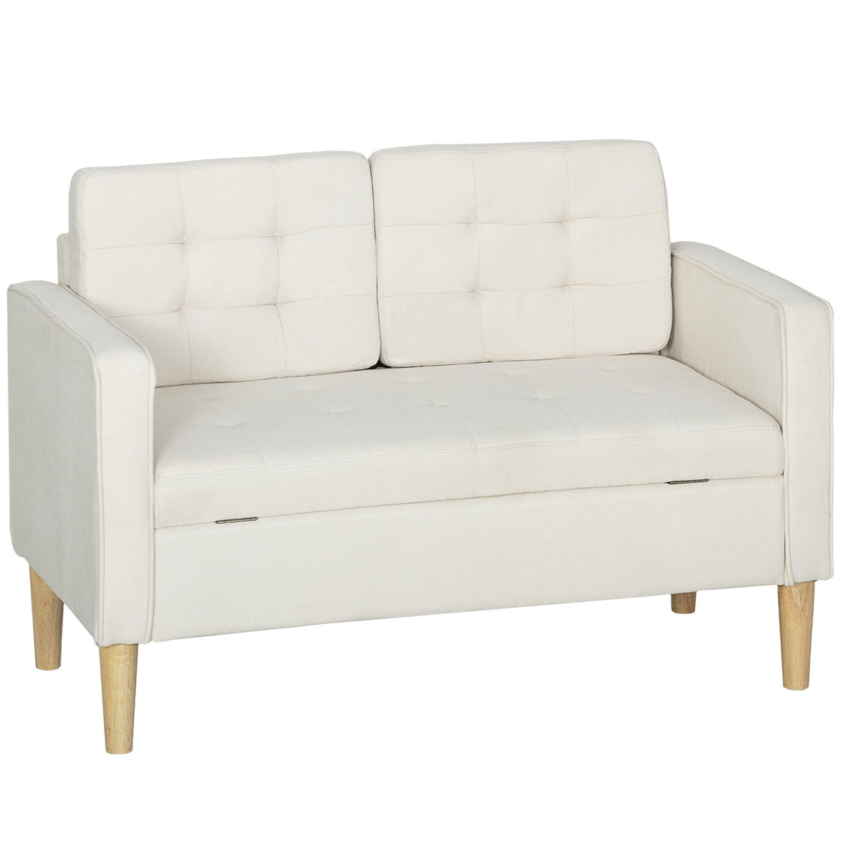 Tvåsitssoffa med förvaring, Cream Velvet, 117cm