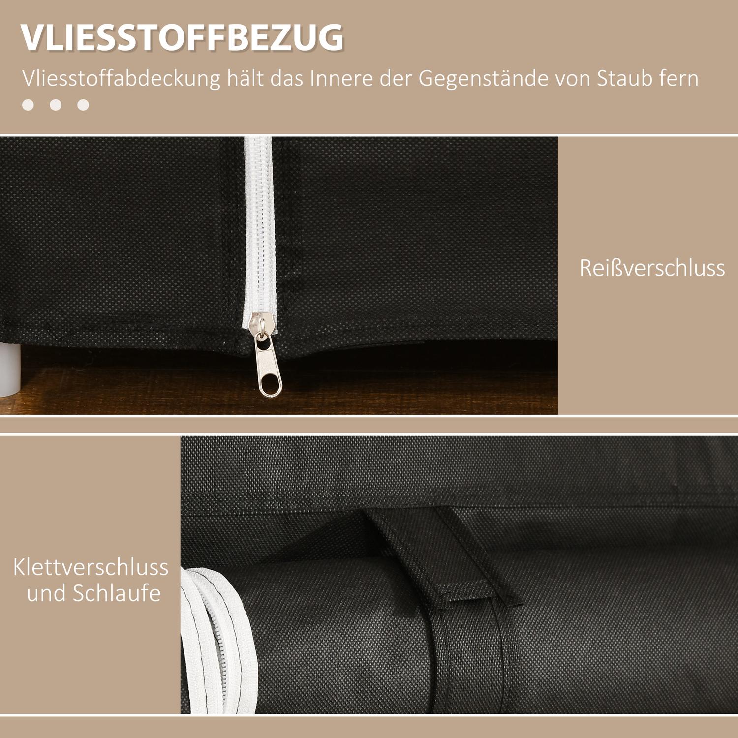 Tyggarderob – dragkedja, 1 skena, 10 hyllor, 150x43x162cm
