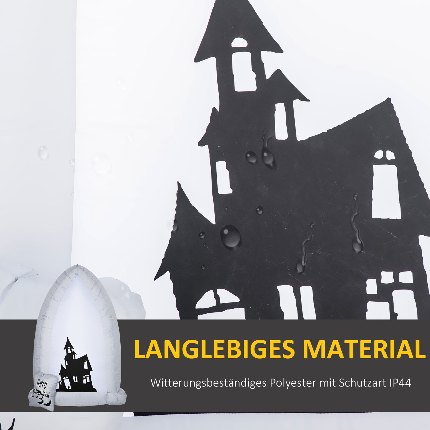 Uppblåsbar 210 cm Halloween gravsten med LED-ljus