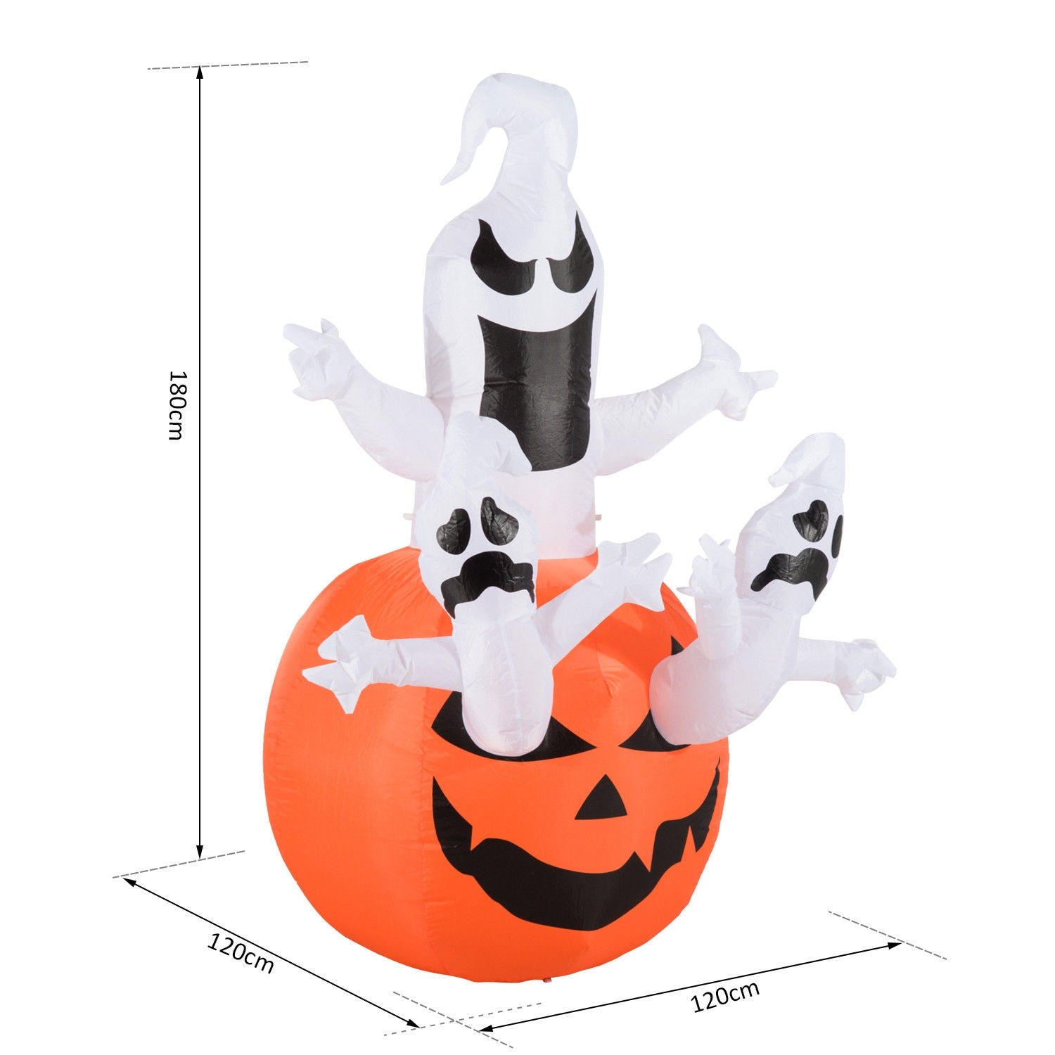 Uppblåsbar Halloween Ghost Dekoration med LED, 120x180 cm
