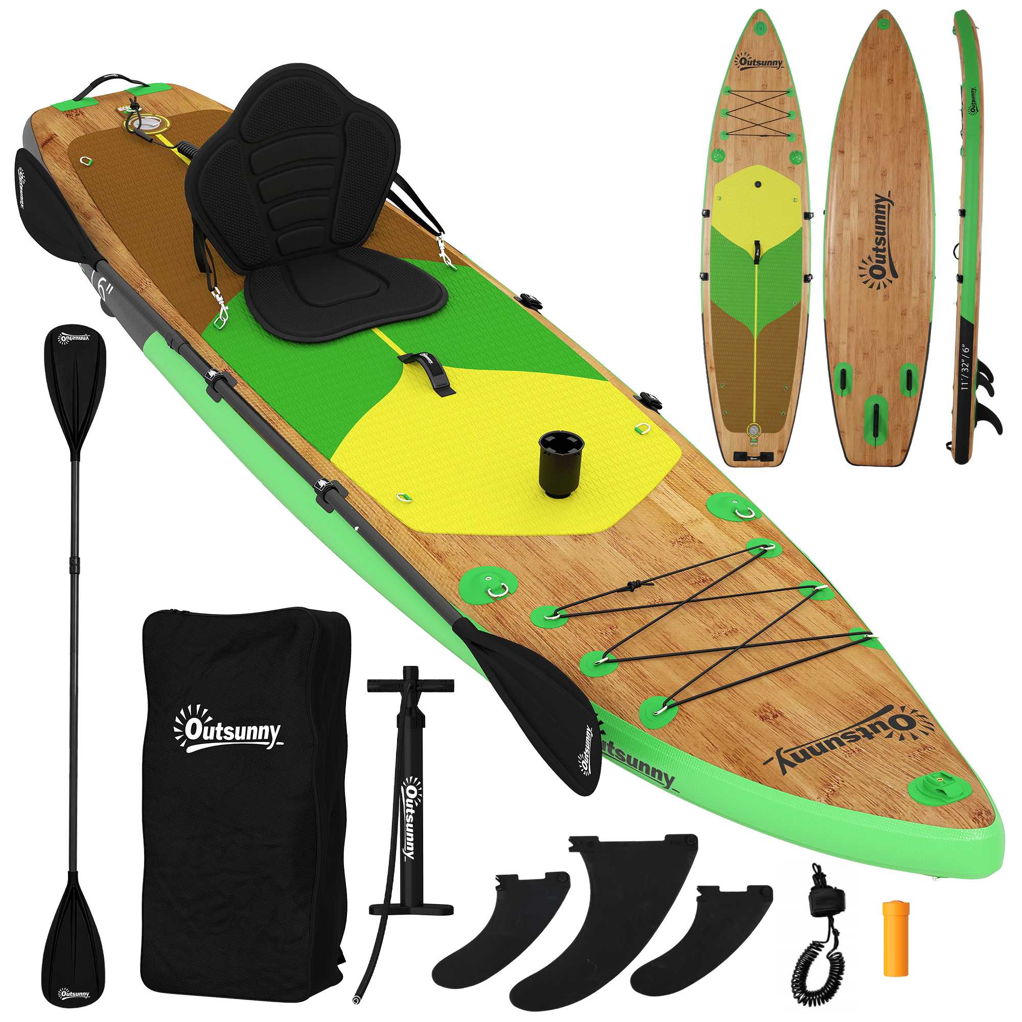Uppblåsbar SUP-bräda 335x82 cm med sits och tillbehör