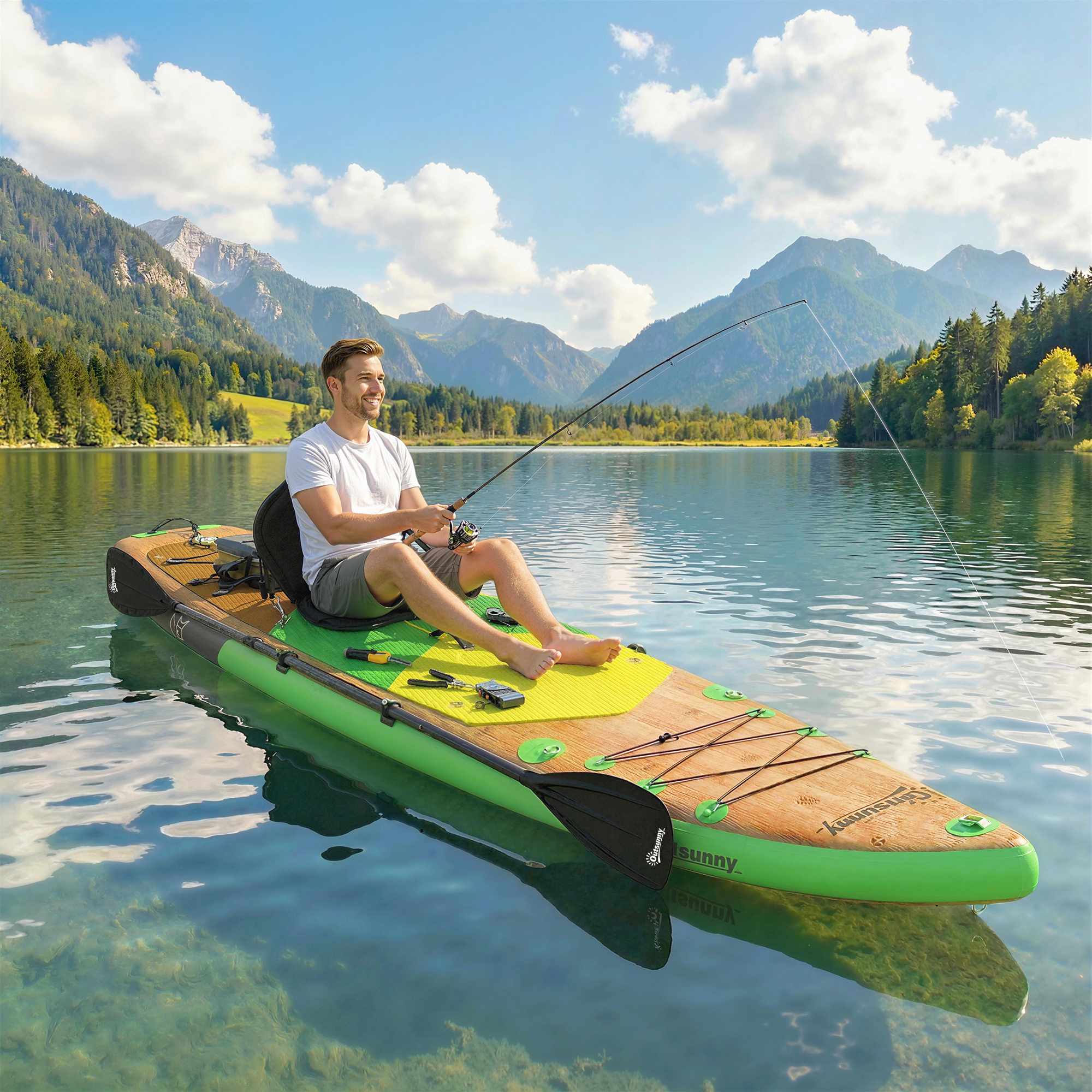 Uppblåsbar SUP-bräda 335x82 cm med sits och tillbehör