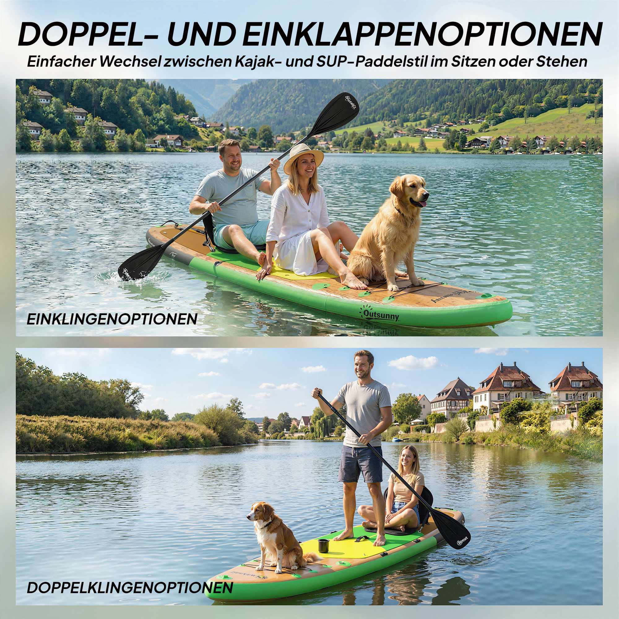 Uppblåsbar SUP-bräda 335x82 cm med sits och tillbehör