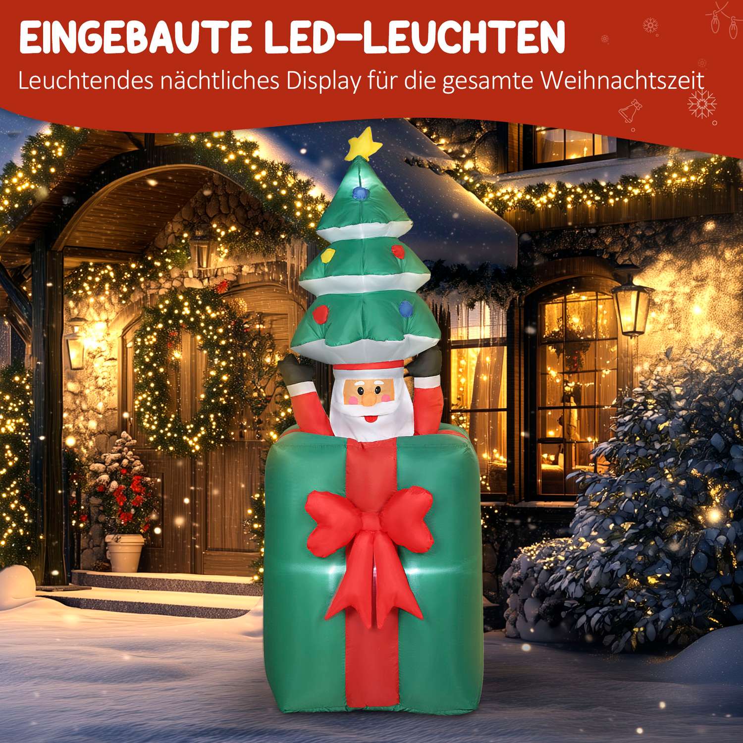 Uppblåsbar juldekoration med LED-ljus, inomhus/utomhus