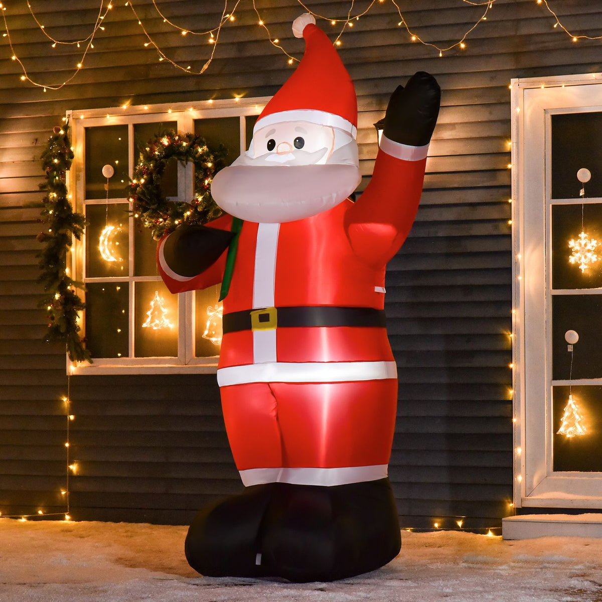 Uppblåsbar jultomte med LED-ljus, 2,4m, inomhus/utomhus