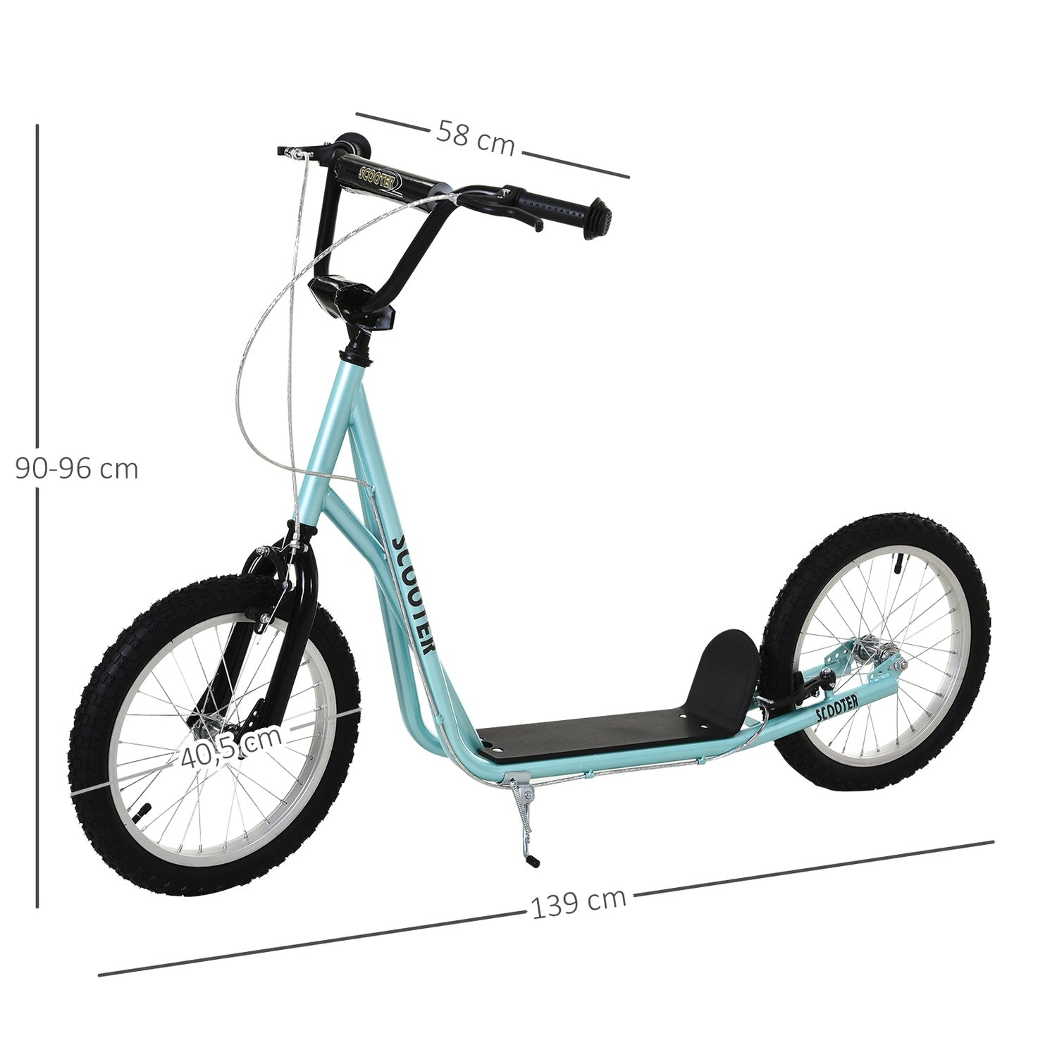 Uppfällbar sparksparkcykel för barn, handbroms, 16"" luftdäck