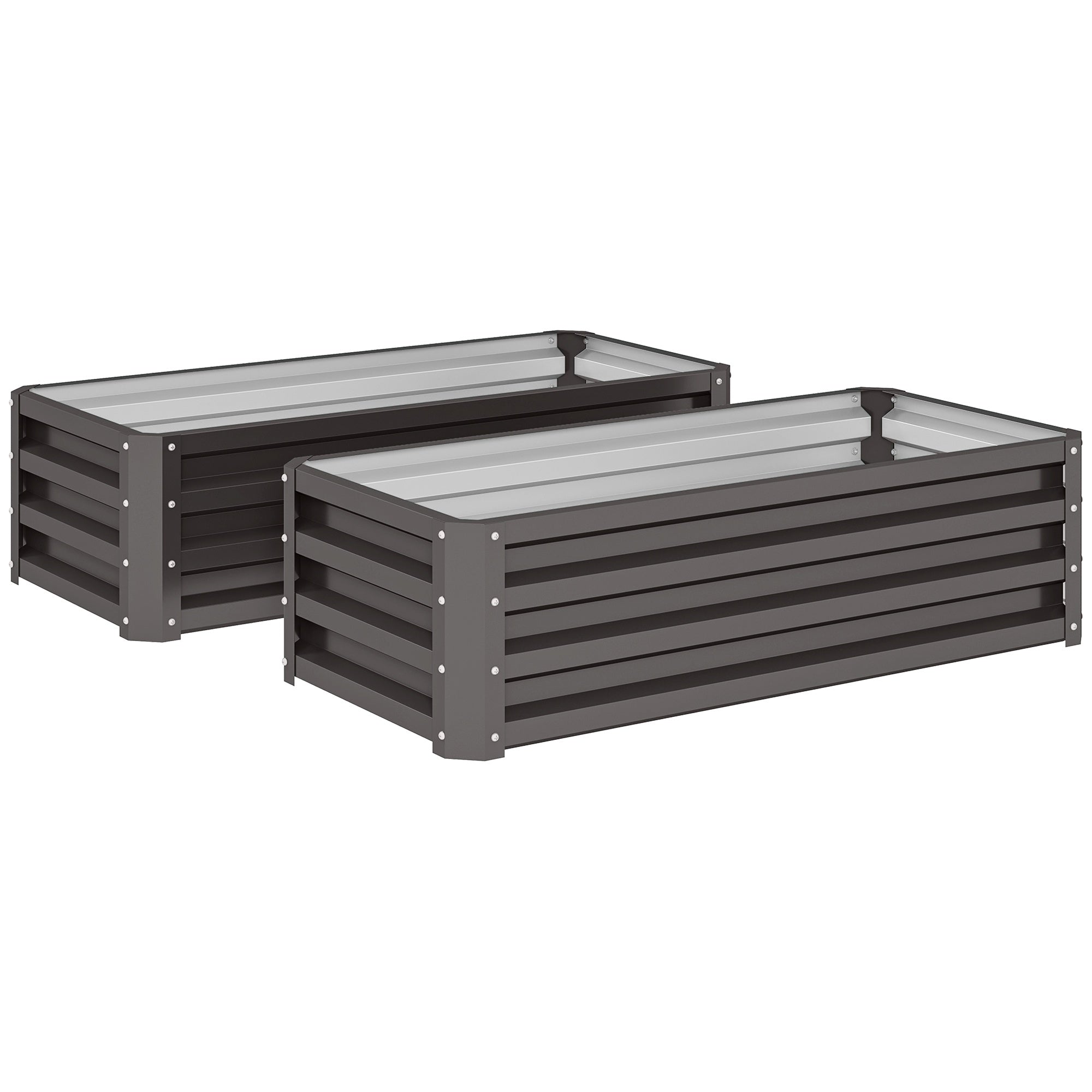 Upphöjda trädgårdsbäddar i metall, set om 2, öppen bas, 110x50x30cm