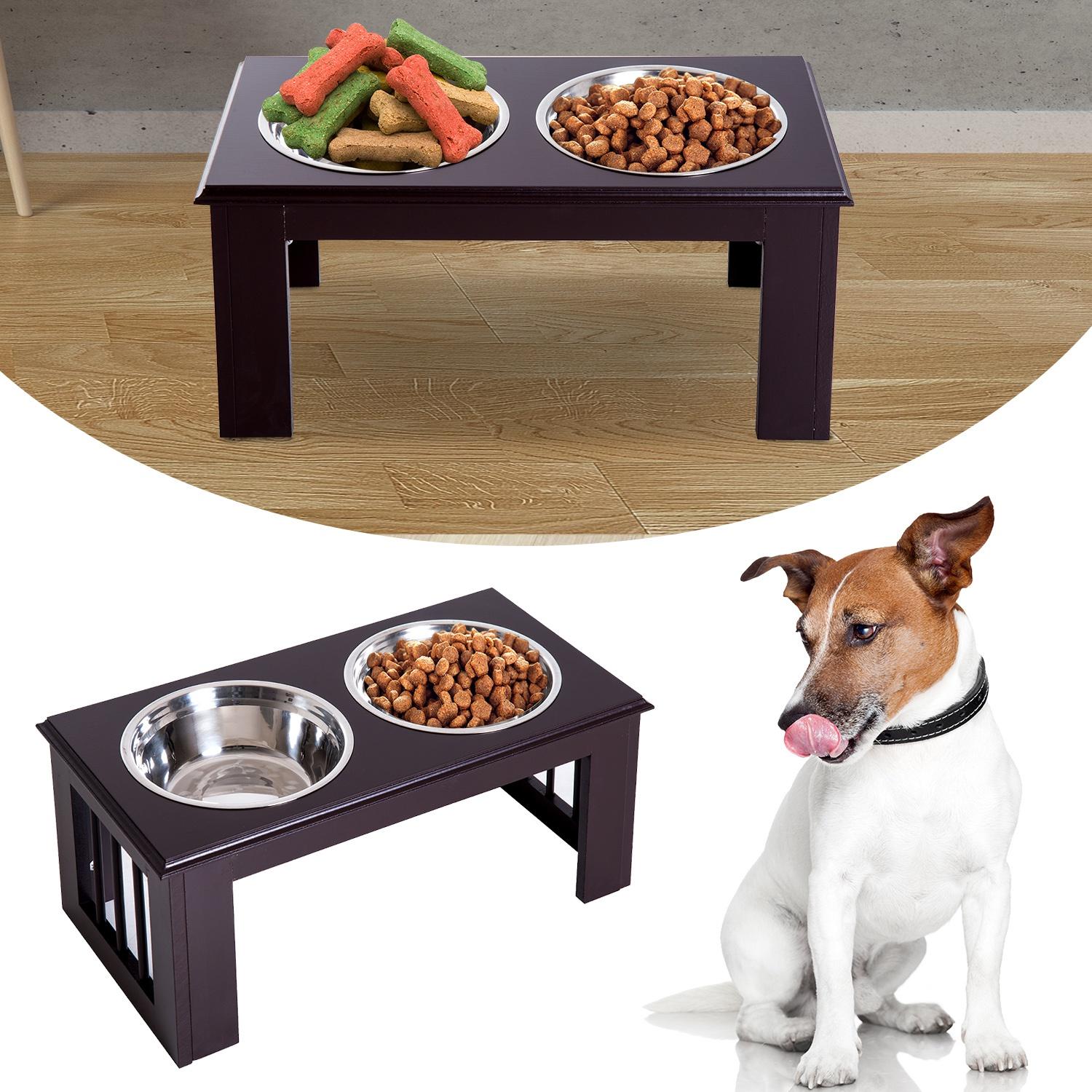 Upphöjd hundskålstativ – rostfritt stål, 23""x12""x10""