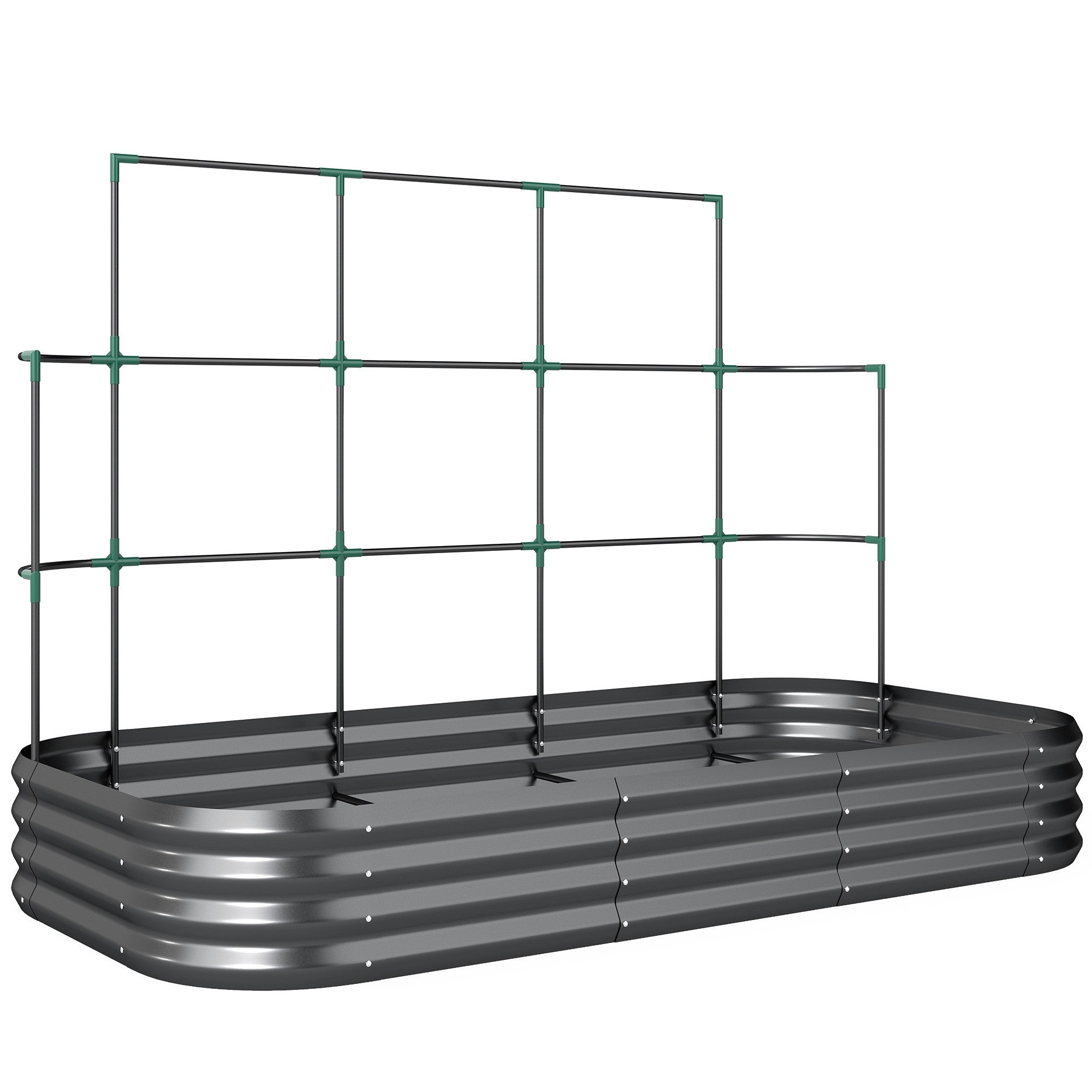 Upphöjd trädgårdsbädd med spaljé, galvaniserad metall, 220x110x150 cm