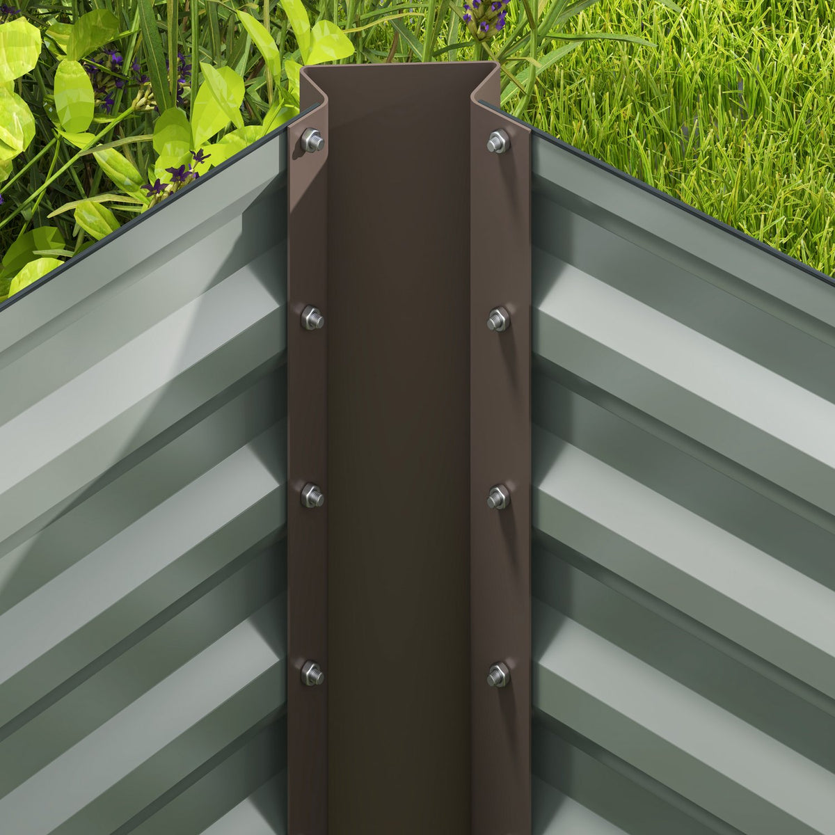 Ensemble de carrés potagers surélevés, acier galvanisé, 120x60x60 cm