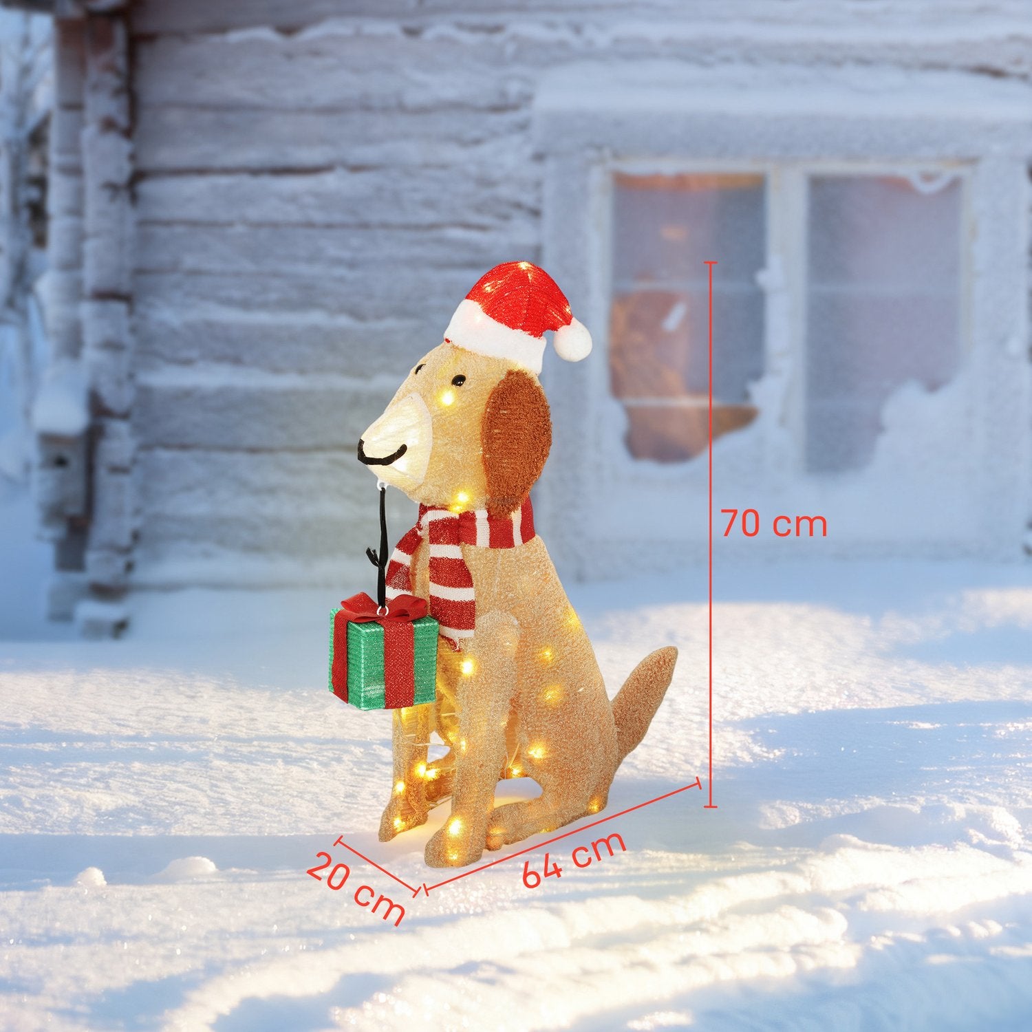 Upplyst julvalp med 74 LED-lampor, 64x20x70 cm