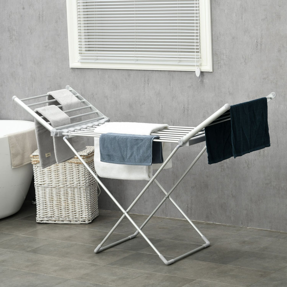 Séchoir à linge chauffant pliant – température réglable, aluminium