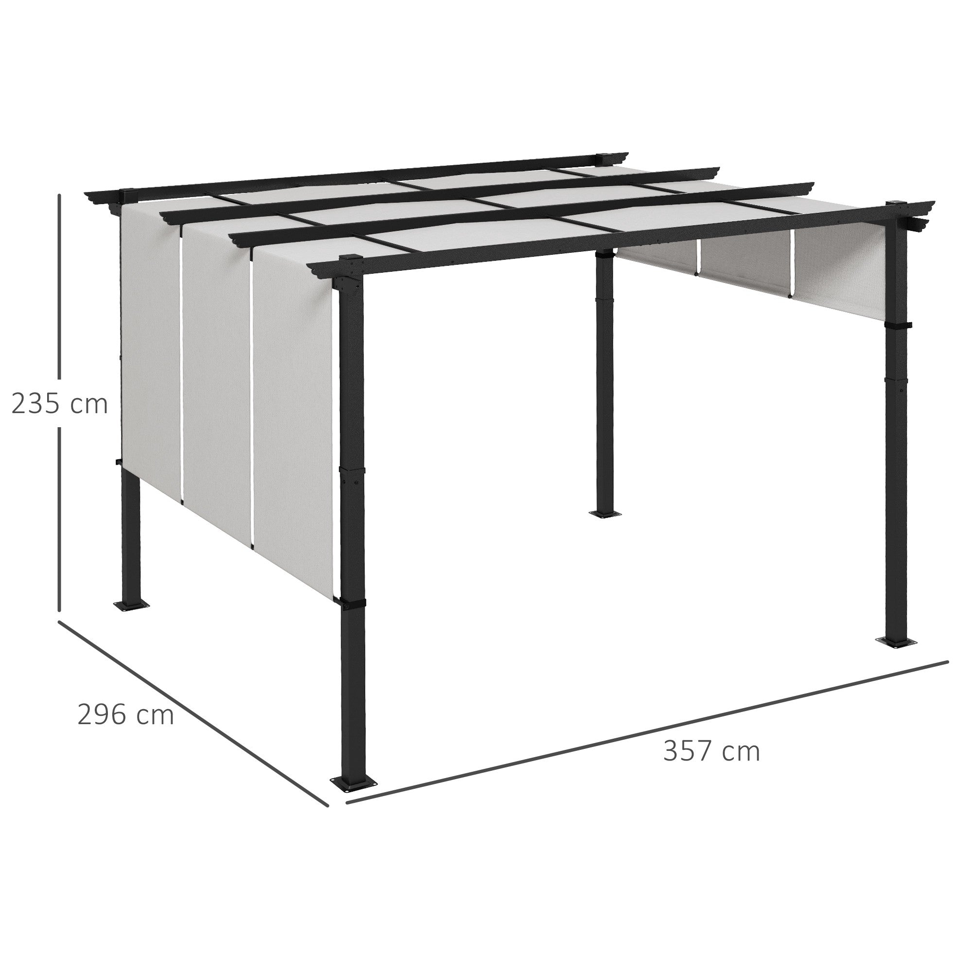 Utdragbar pergola 3x3,5m, stålram, UV-skydd